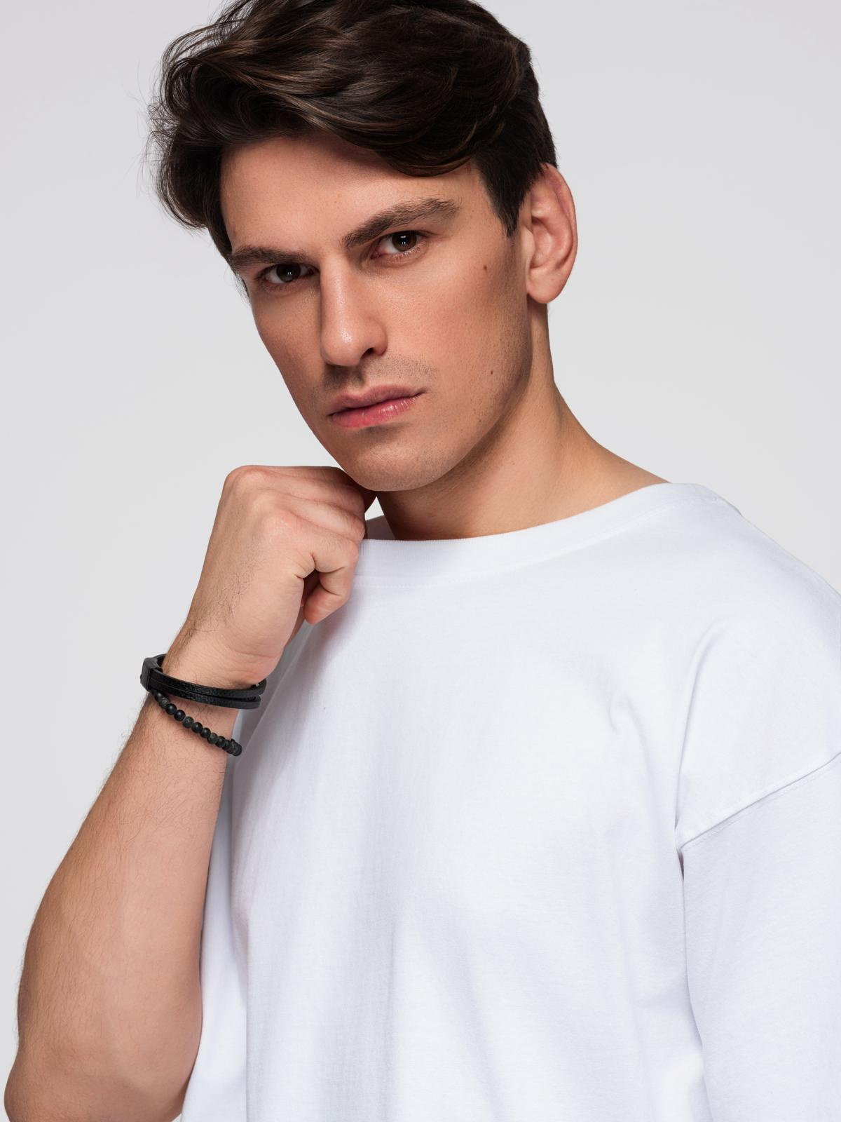 Ombre Men's cotton T-shirt with sequin wing motif on back - white