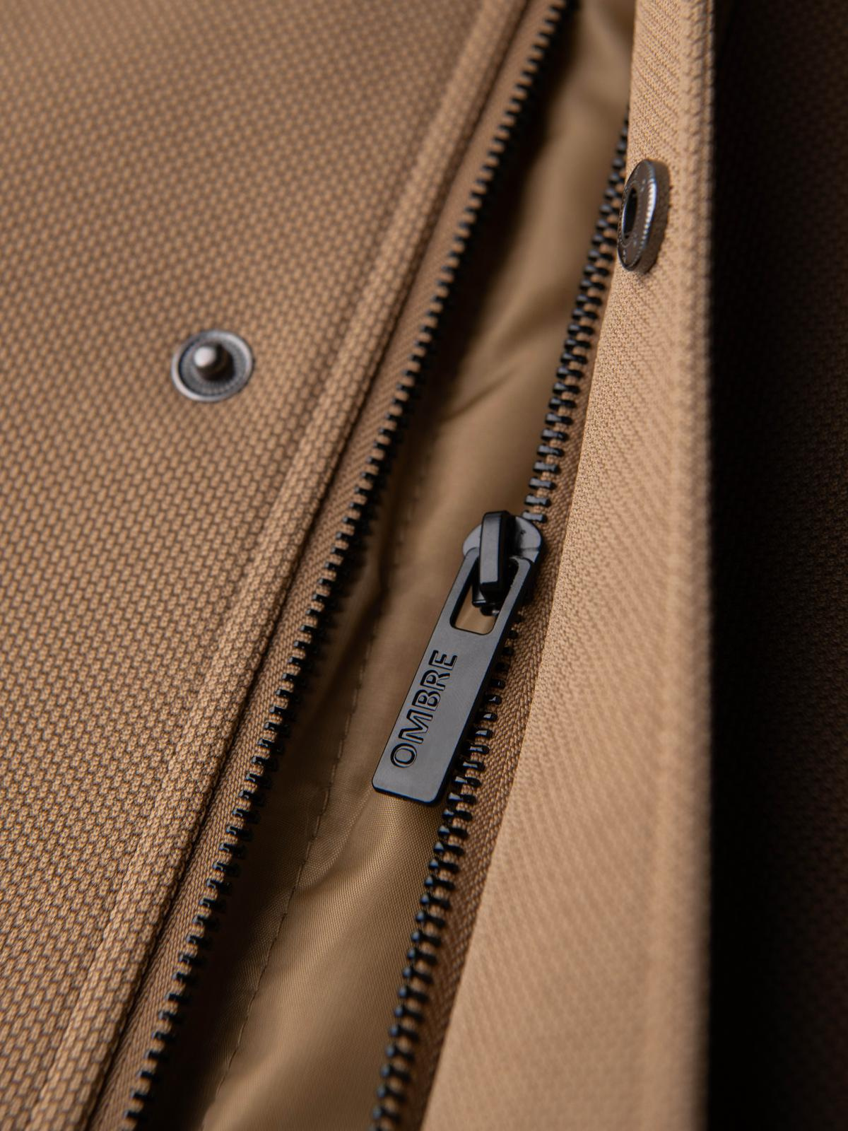 Ombre Structured fitted coat for men with high collar - light brown