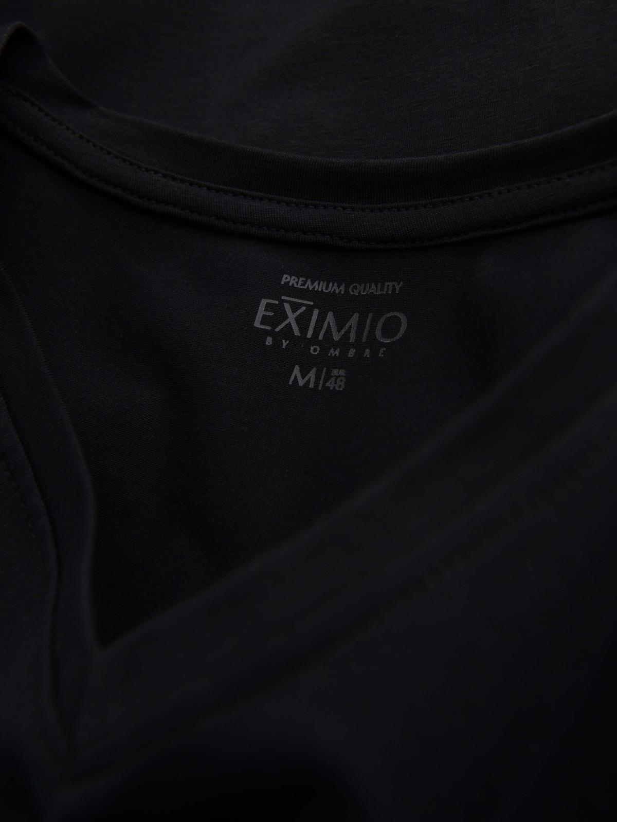 Ombre men's V-neck SLIM FIT ongsleeve with elastane and print - black