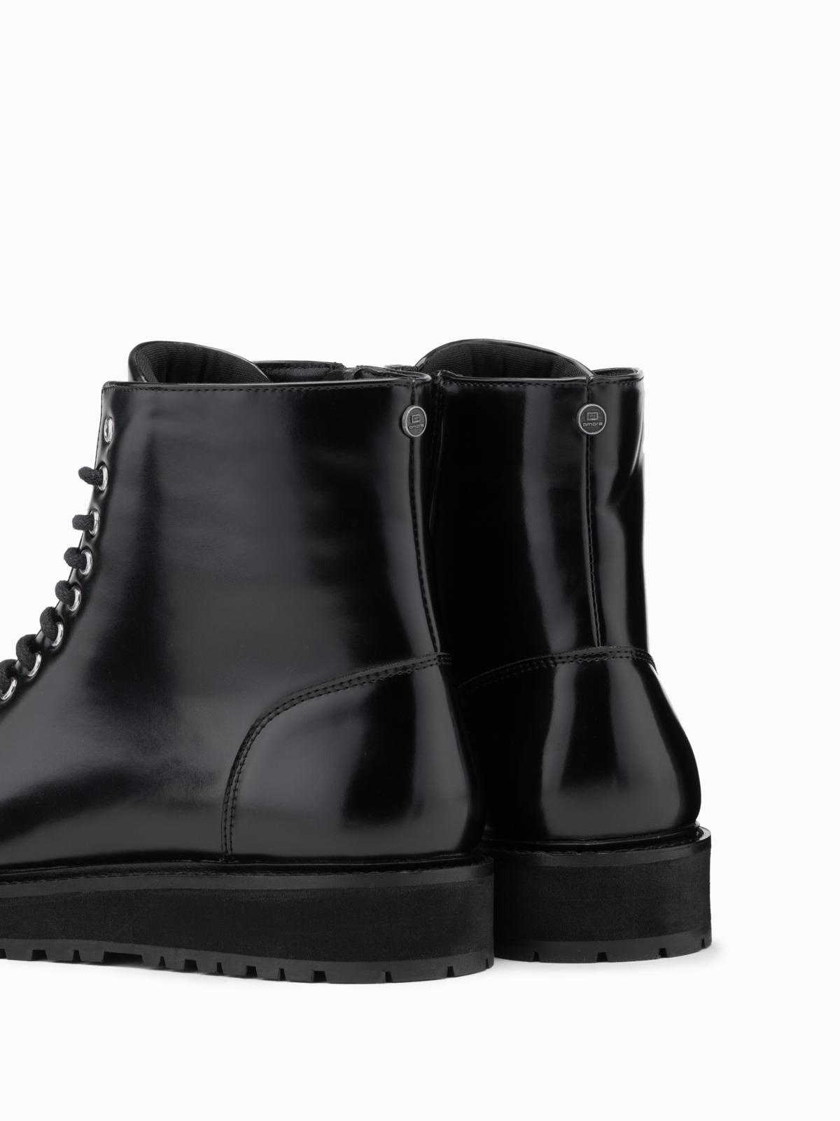 Ombre Men&#039;s high top shoes in shiny eco leather - black