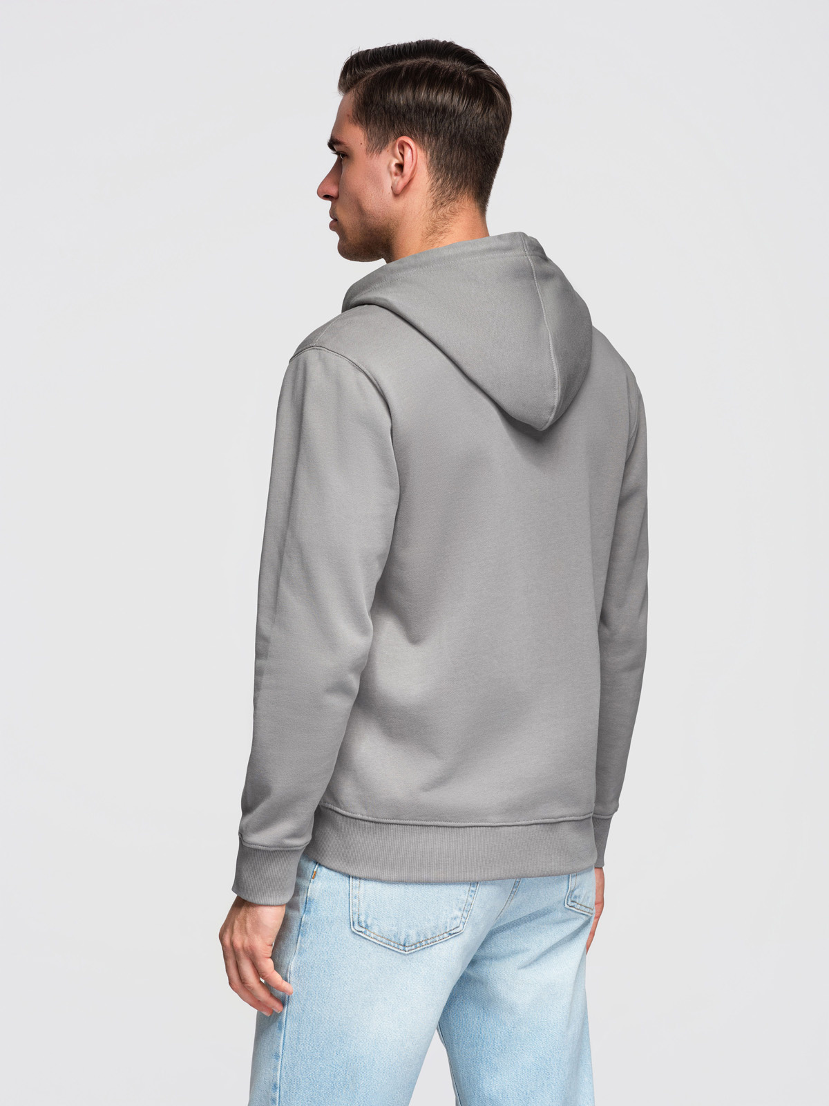 Pánska mikina s kapucňou na zips Ombre BASIC - sivá