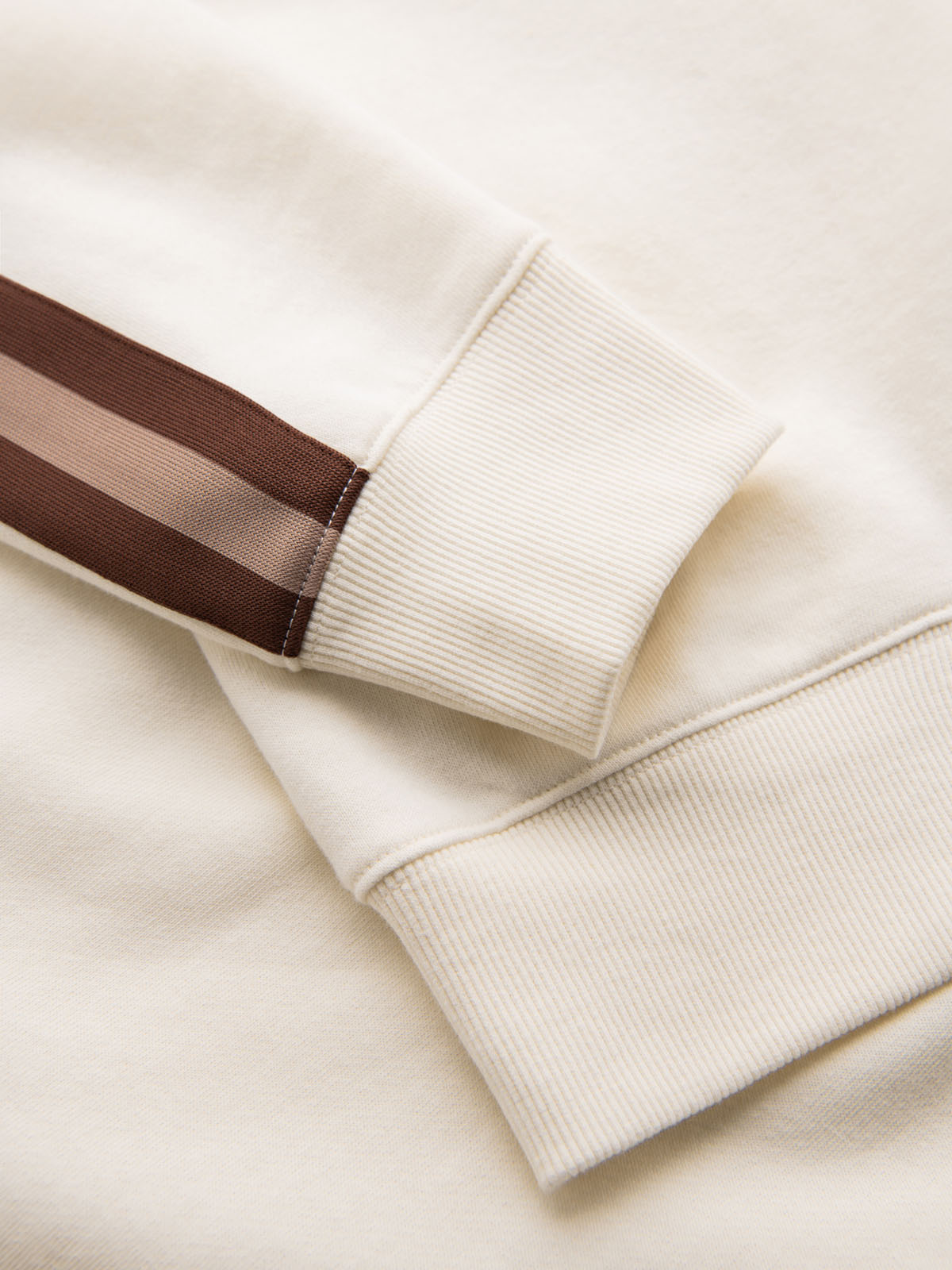 Ombre Men's sweatshirt with high collar and stripes - cream
