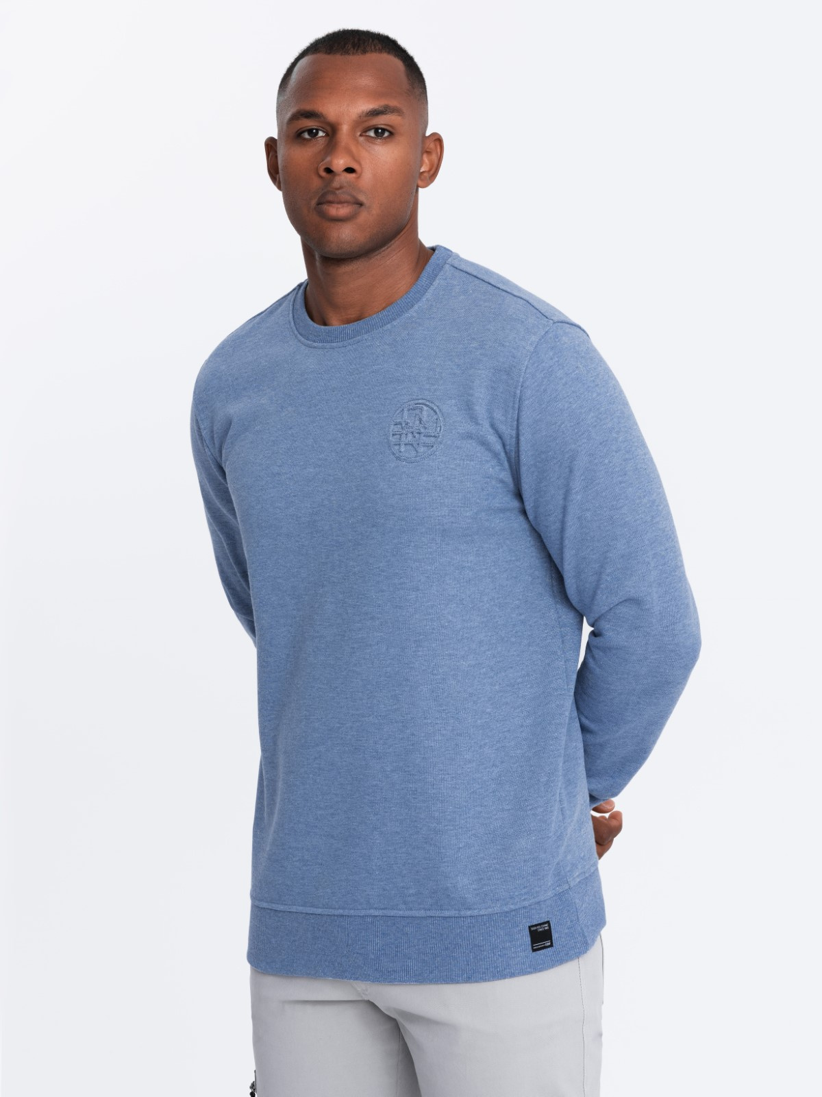Ombre Men&#039;s mélange sweatshirt with embroidered logo - indigo