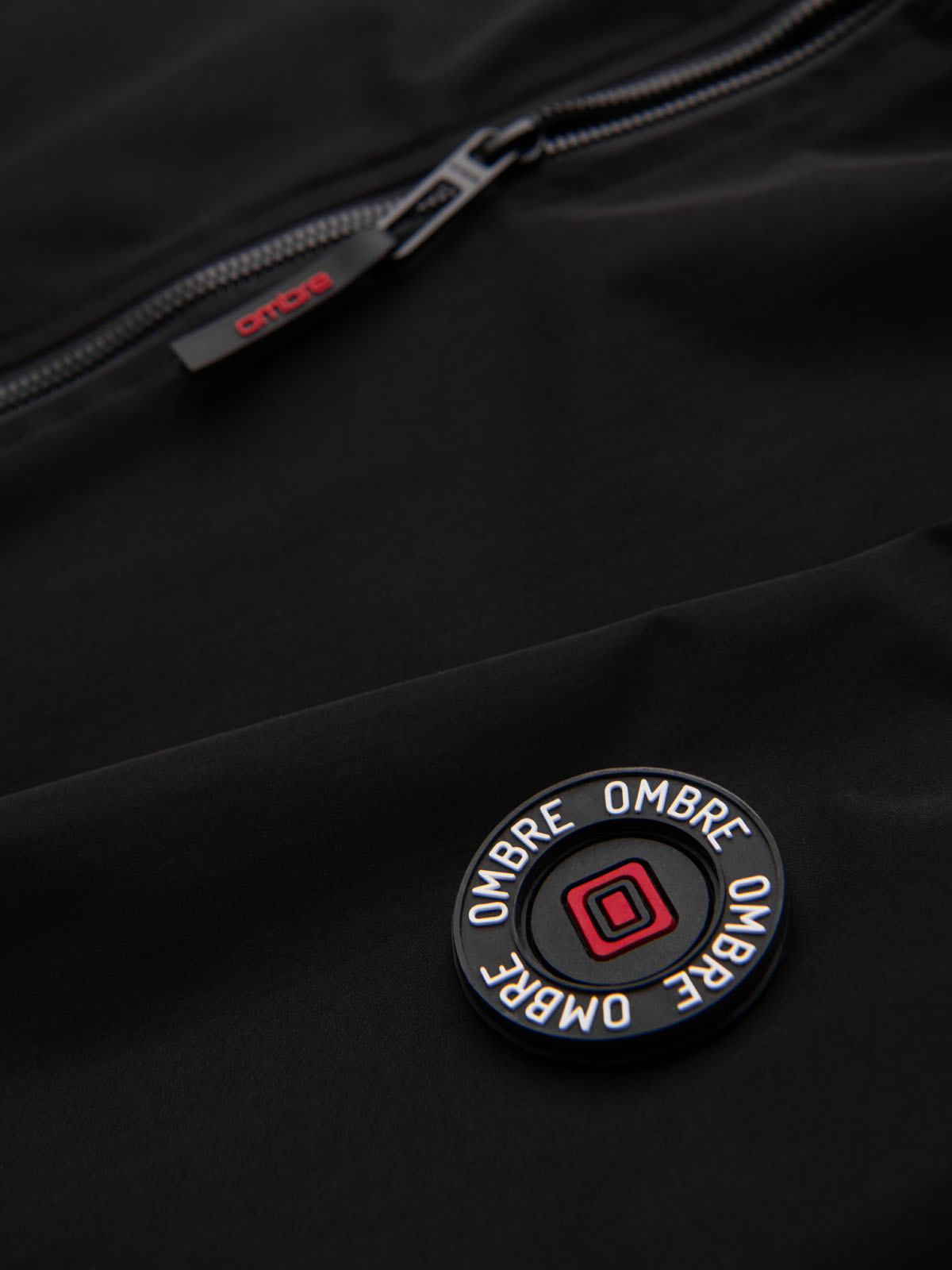 Ombre Men&#039;s jacket with hood and high collar - black