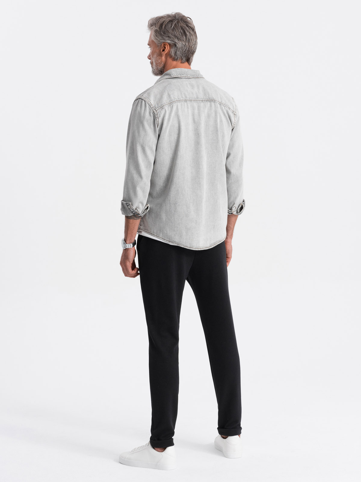 Ombre Men's knit pants with elastic waistband - black