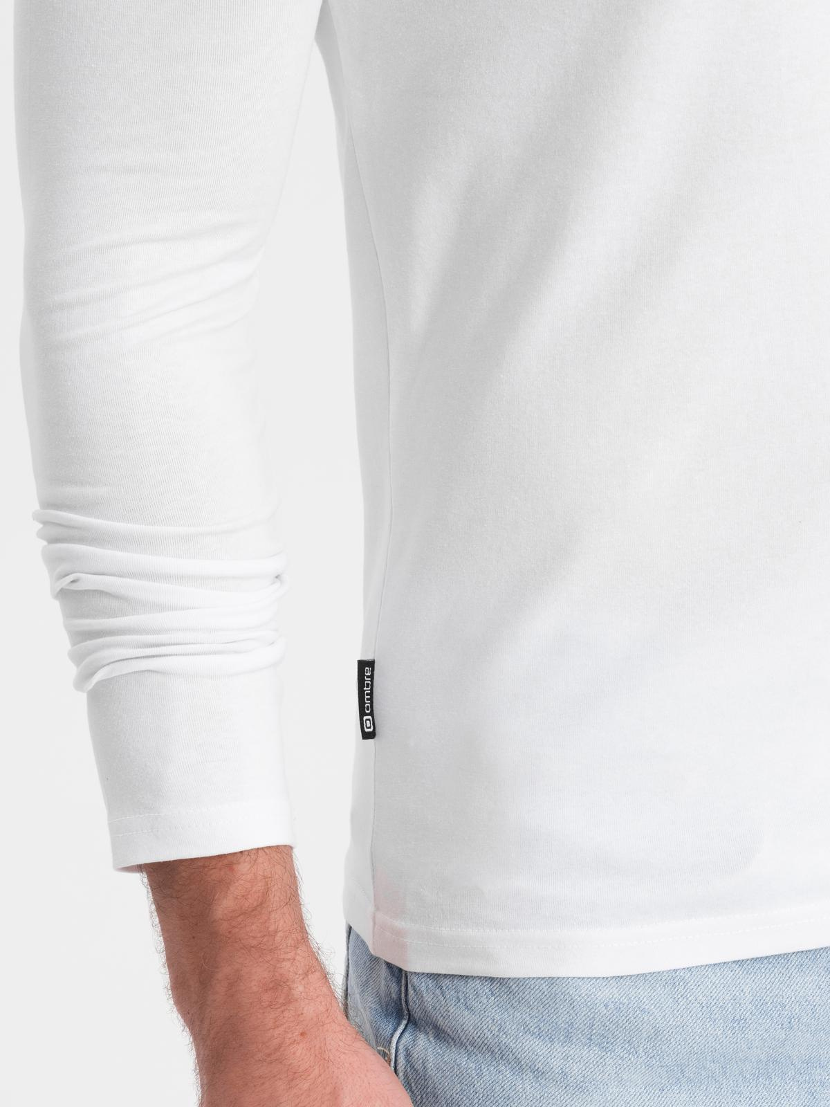 Ombre Set of men's SLIM FIT longsleeves with V-neck and logo 2-pack