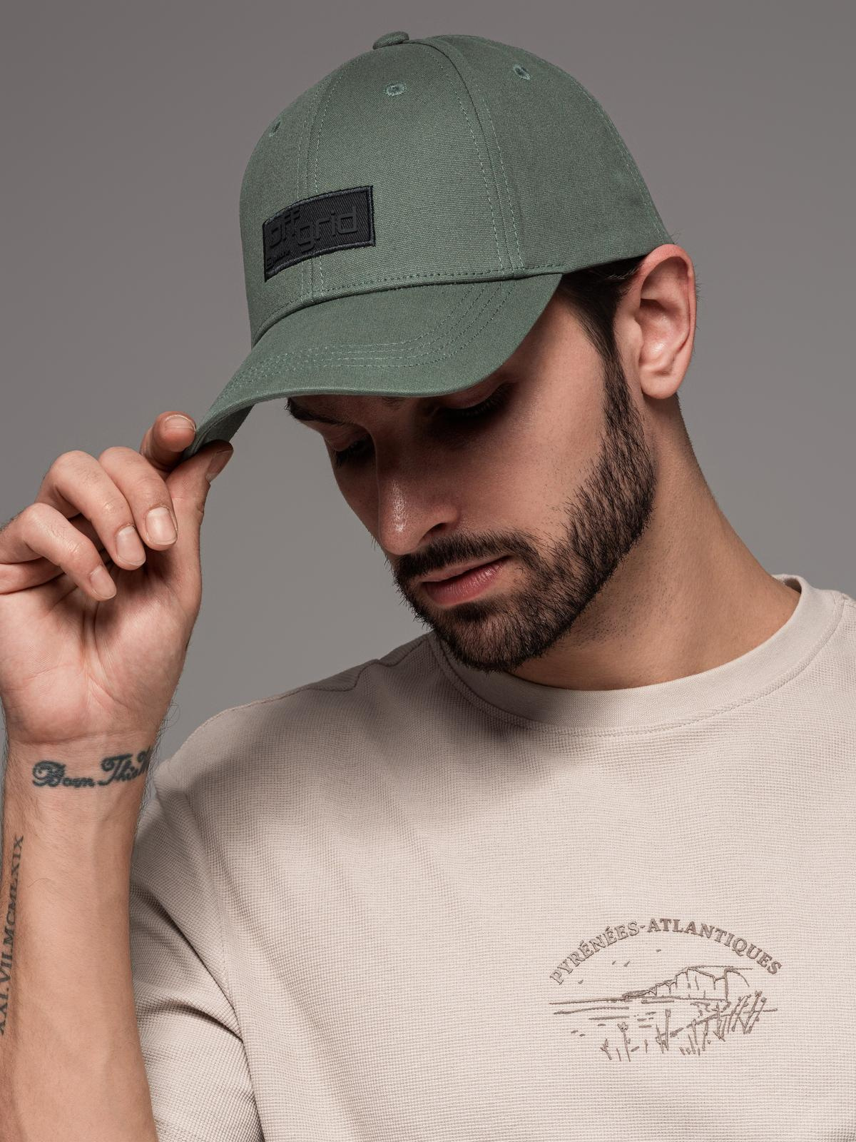 Ombre Men's baseball cap with visor and rectangular patch - khaki