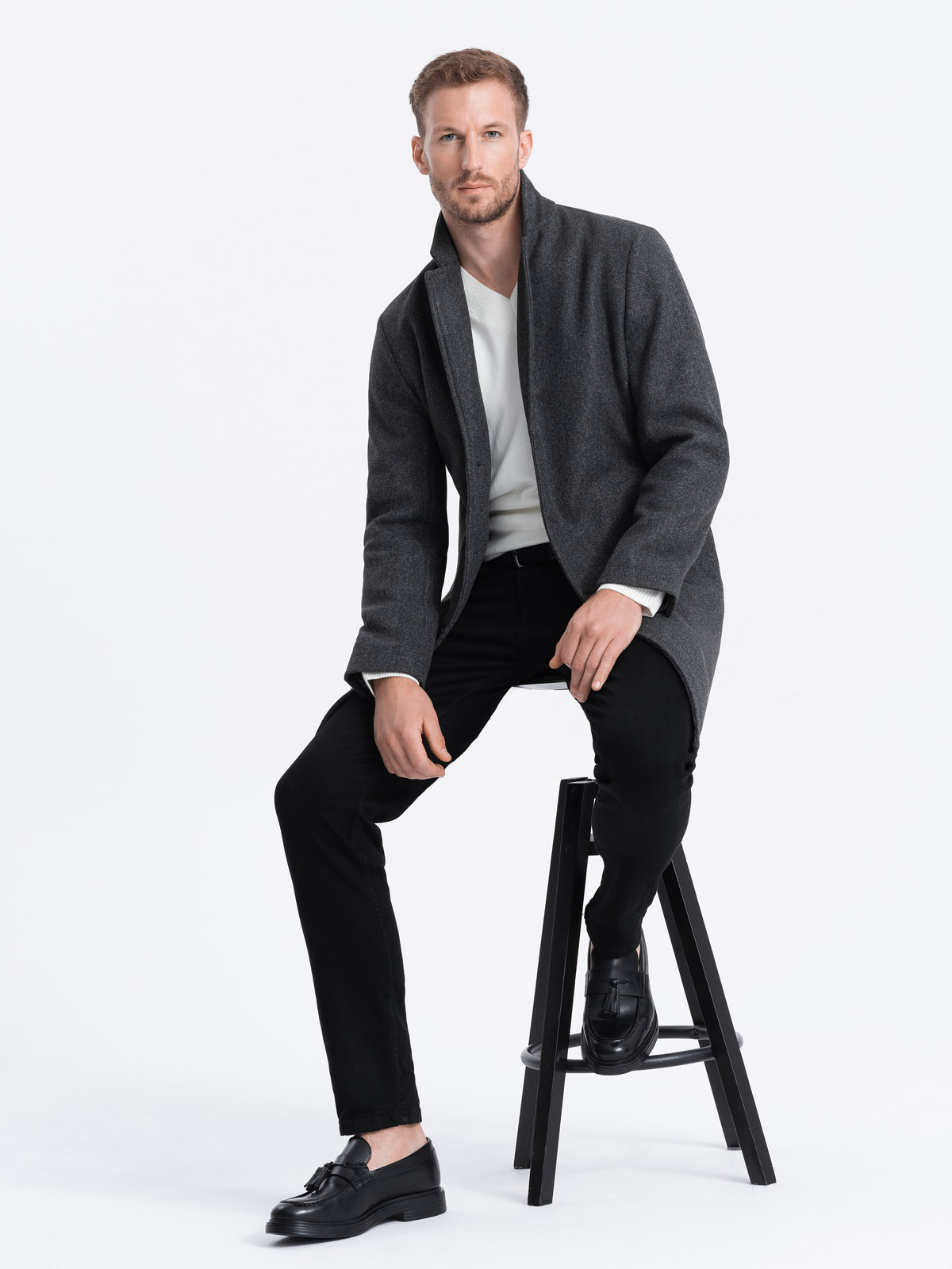 Ombre Men&#039;s lightweight single-breasted coat - graphite