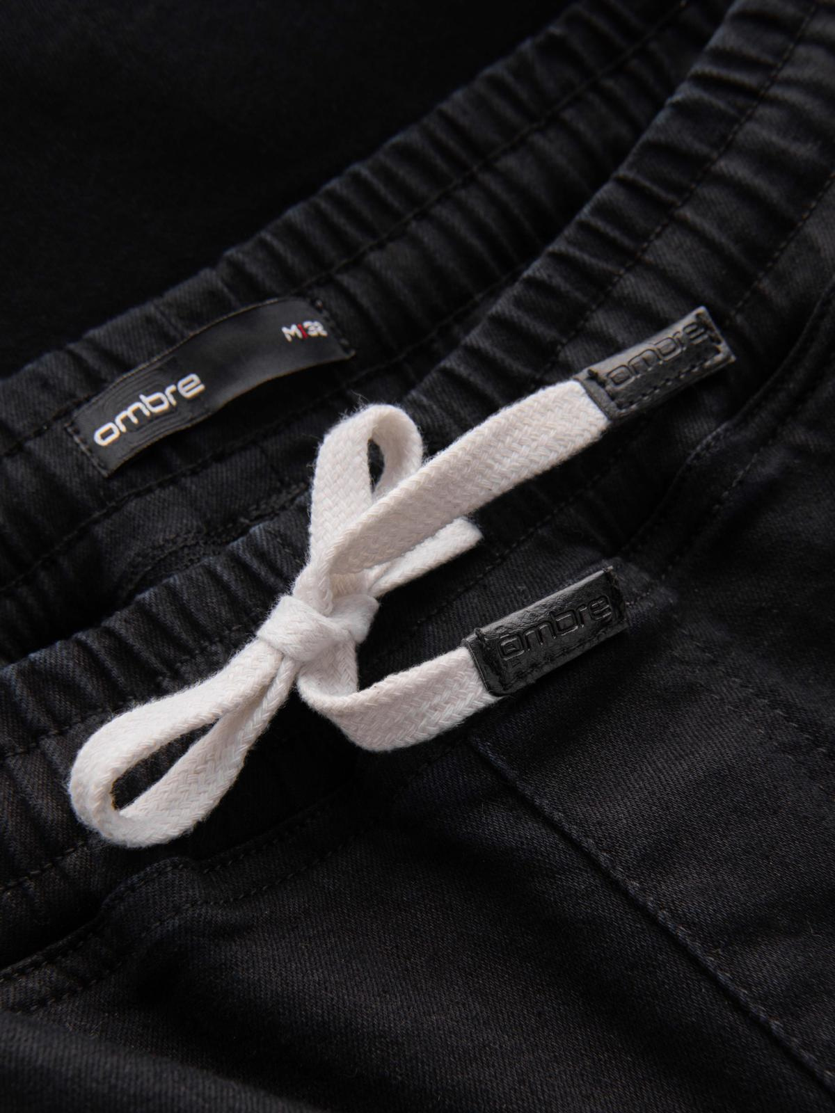 Ombre Men's denim joggers with piping - black