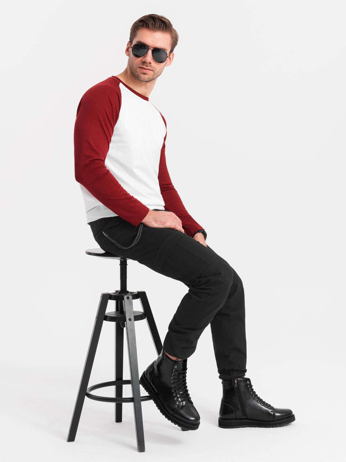 Ombre Men&#039;s pants with cargo pockets and leg hem - black