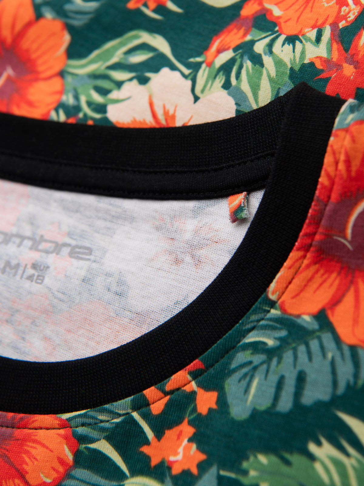 Ombre Men's full print floral pattern cotton t-shirt - black
