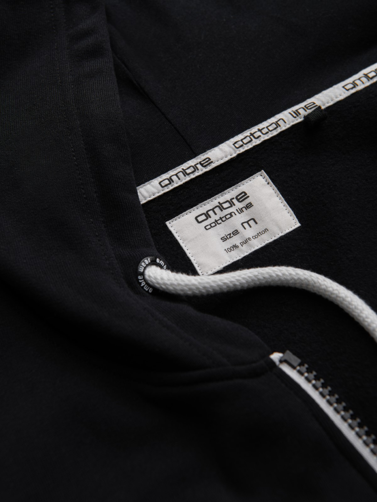 Ombre Men&#039;s BASIC unbuttoned hooded sweatshirt - black