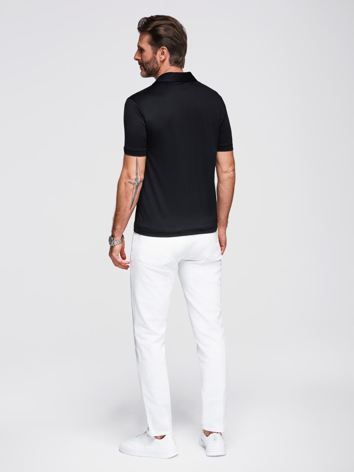Ombre Stylish men's stretch fabric polo shirt - black