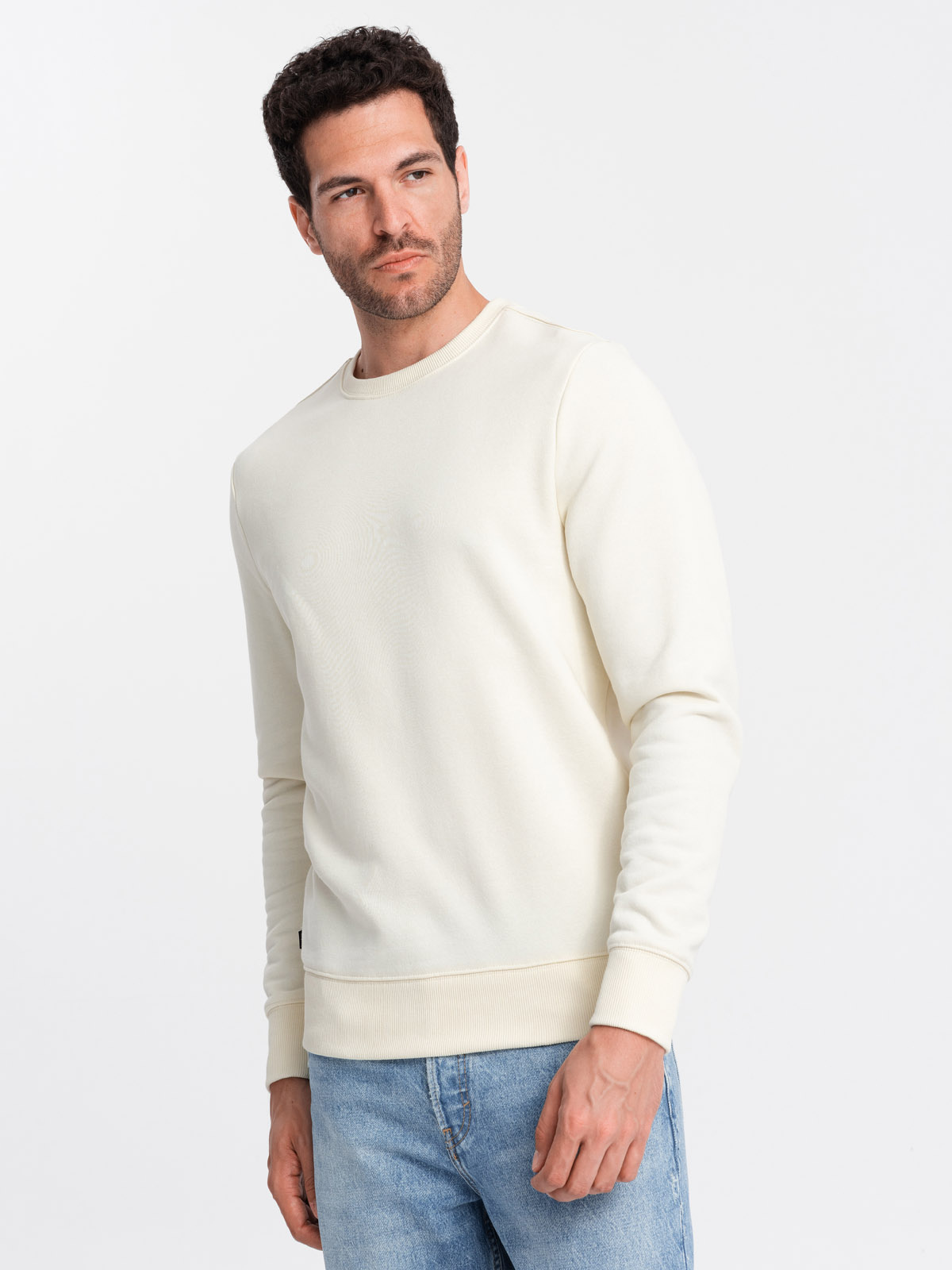 Ombre BASIC men&#039;s non-stretch cotton sweatshirt - cream