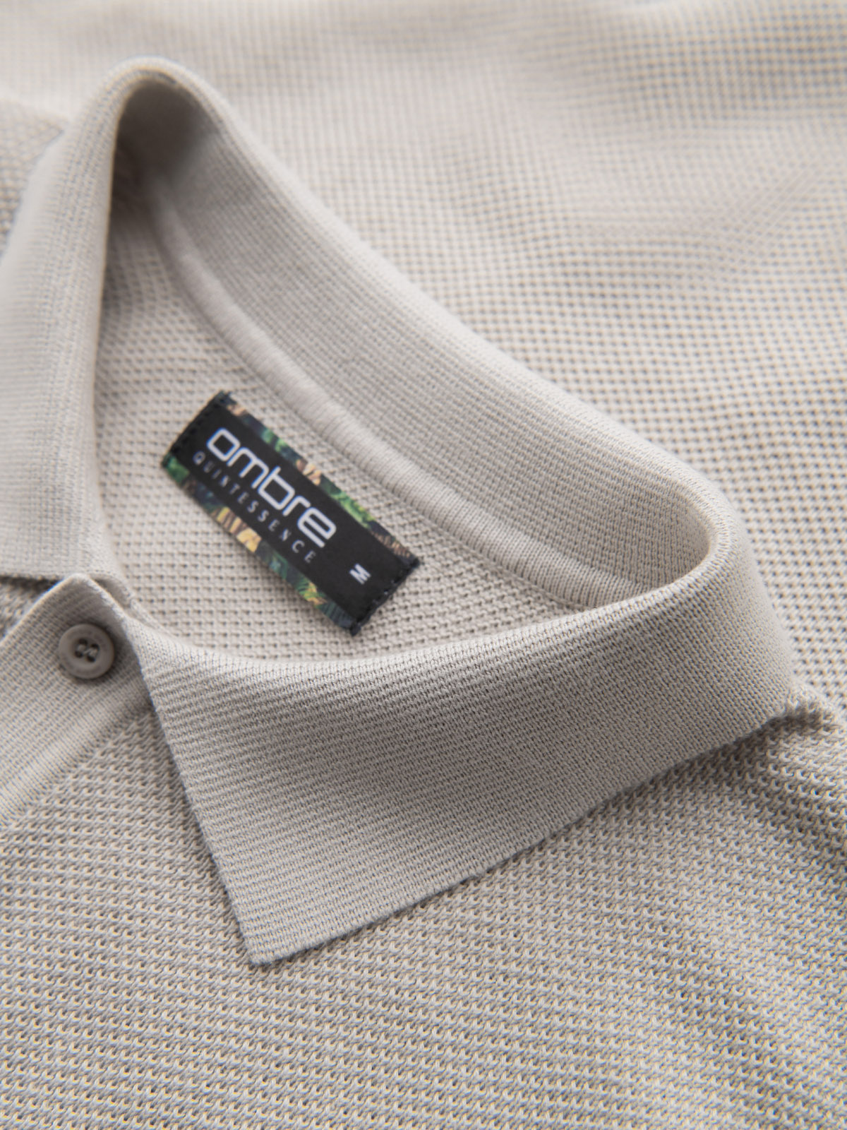 Ombre Men's cotton structured knit polo shirt - beige