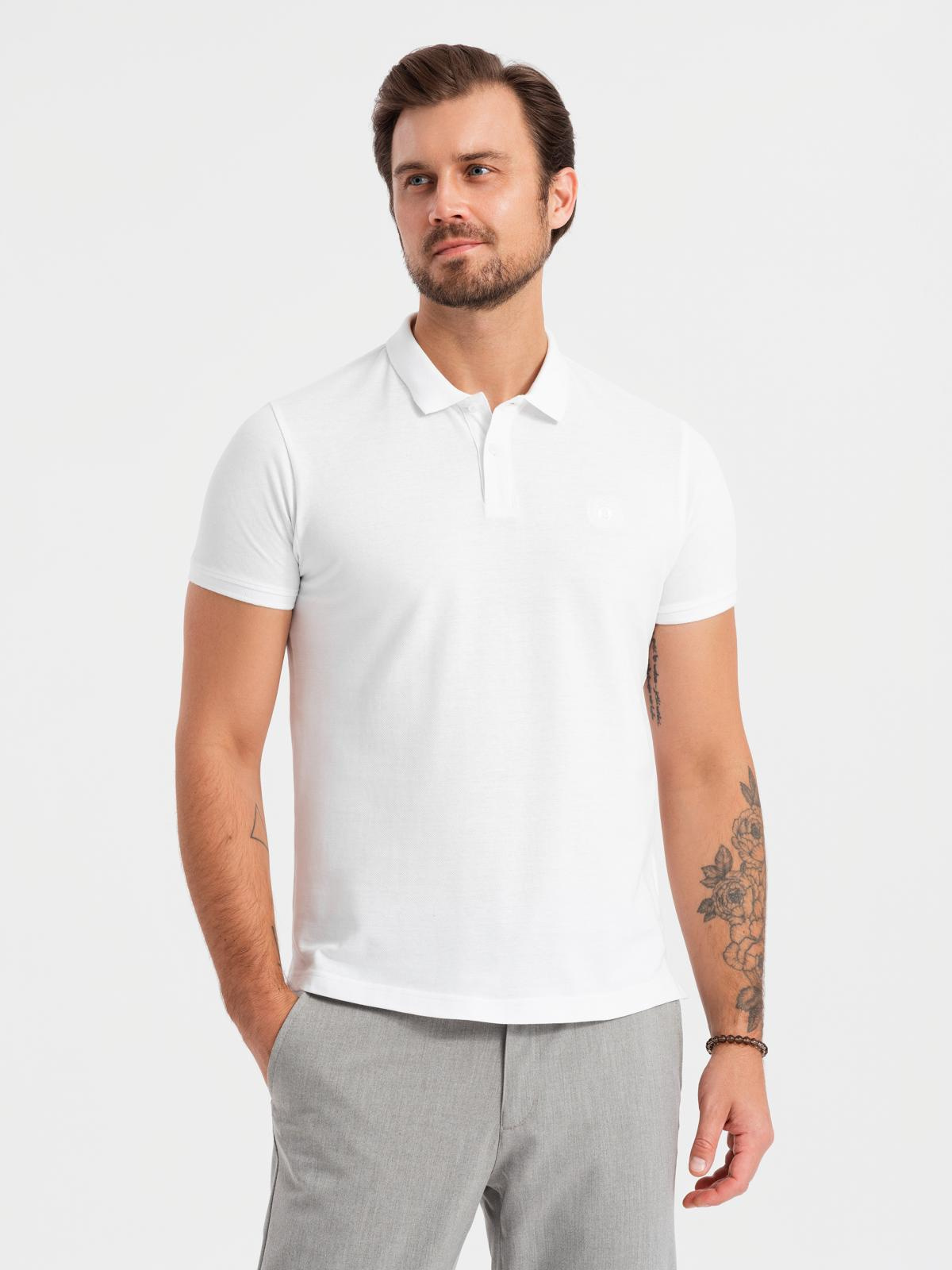 Ombre BASIC men's cotton polo t-shirt set - black/grey melange/white