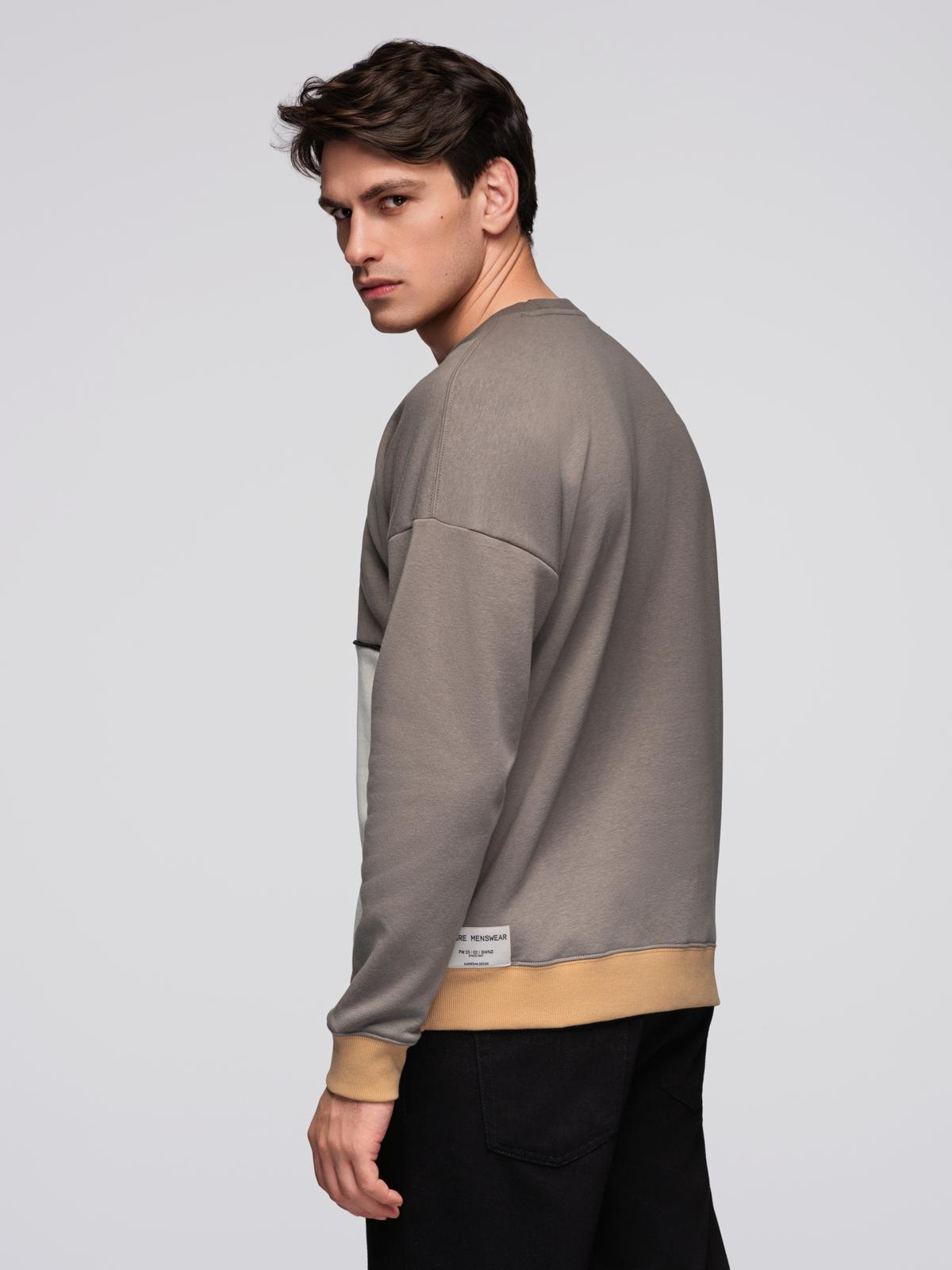 Ombre Men's OVERSIZE sweatshirt with contrasting color combination - khaki