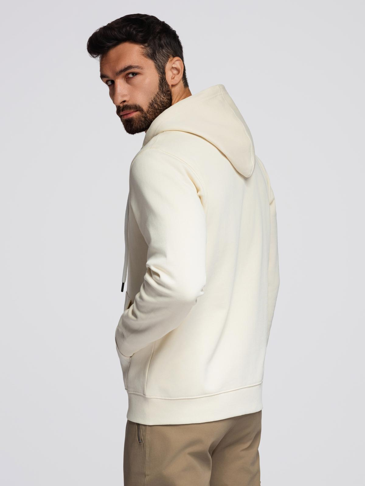 Ombre Men&#039;s BASIC unbuttoned hooded sweatshirt - cream