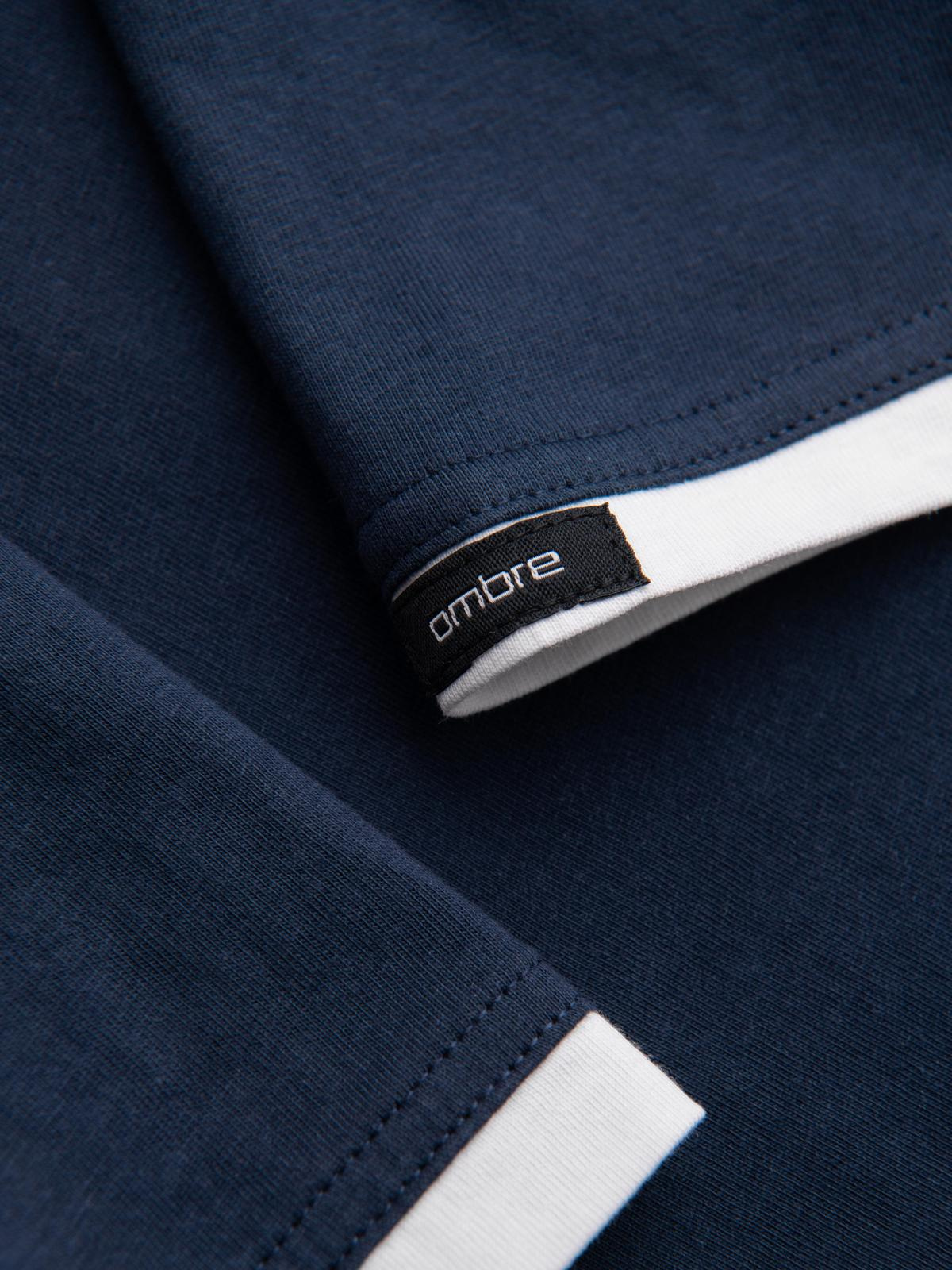 Ombre Men's cotton t-shirt with hood - navy blue