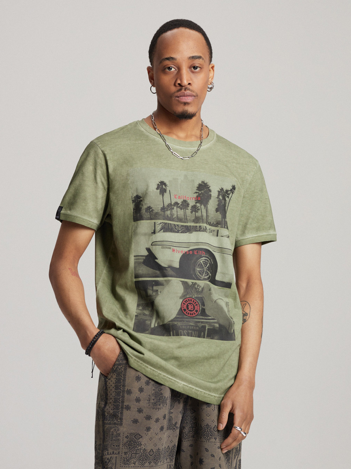 Diverse Men's Printed T-shirt WOLF CALI