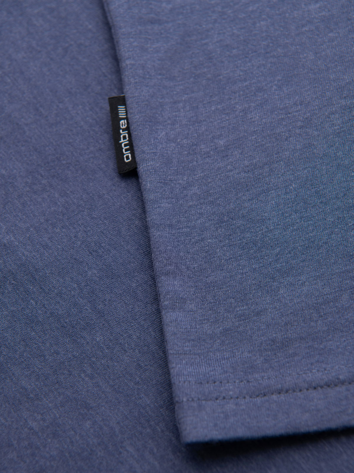 Ombre Men's BASIC classic cotton T-shirt with a serape neckline - blue melange