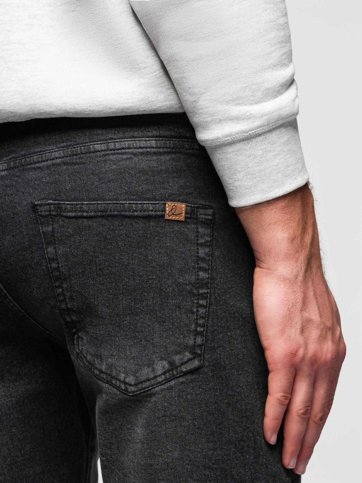 Ombre Men's denim shorts with rolled up leg - black