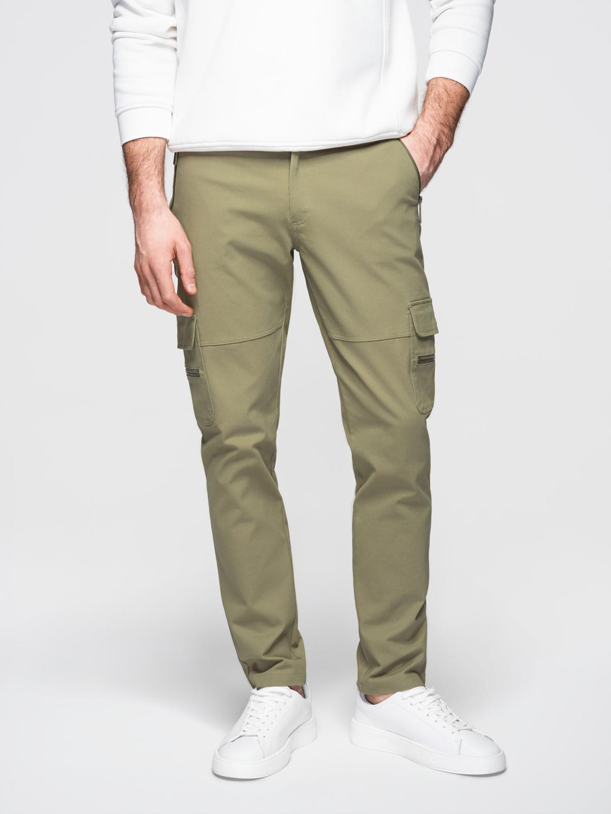 Ombre Men's STRAIGHT LEG cargo pants with zippered pockets - olive