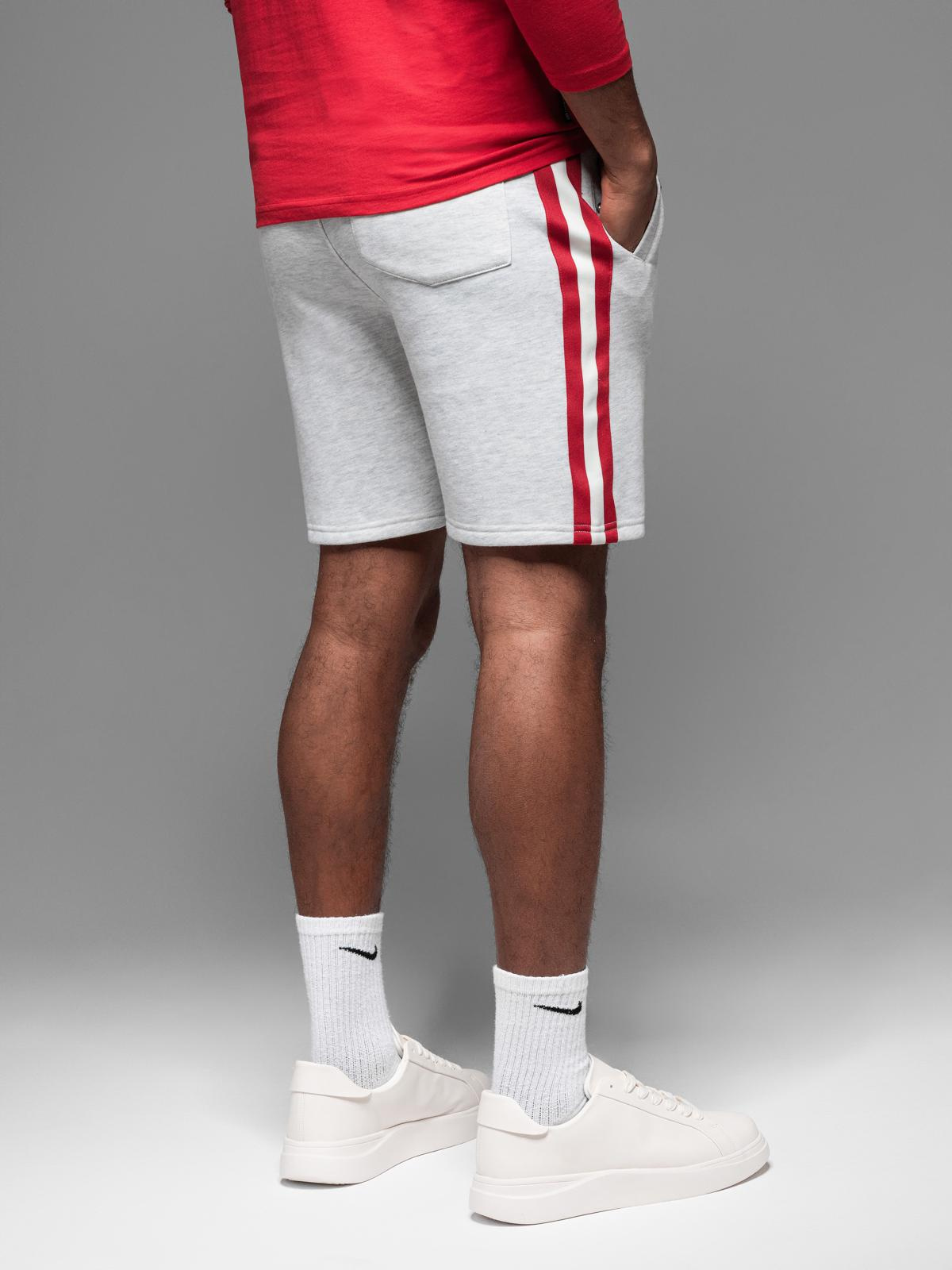 Ombre Men's sweat shorts with piping and drawstring waistband - grey melange