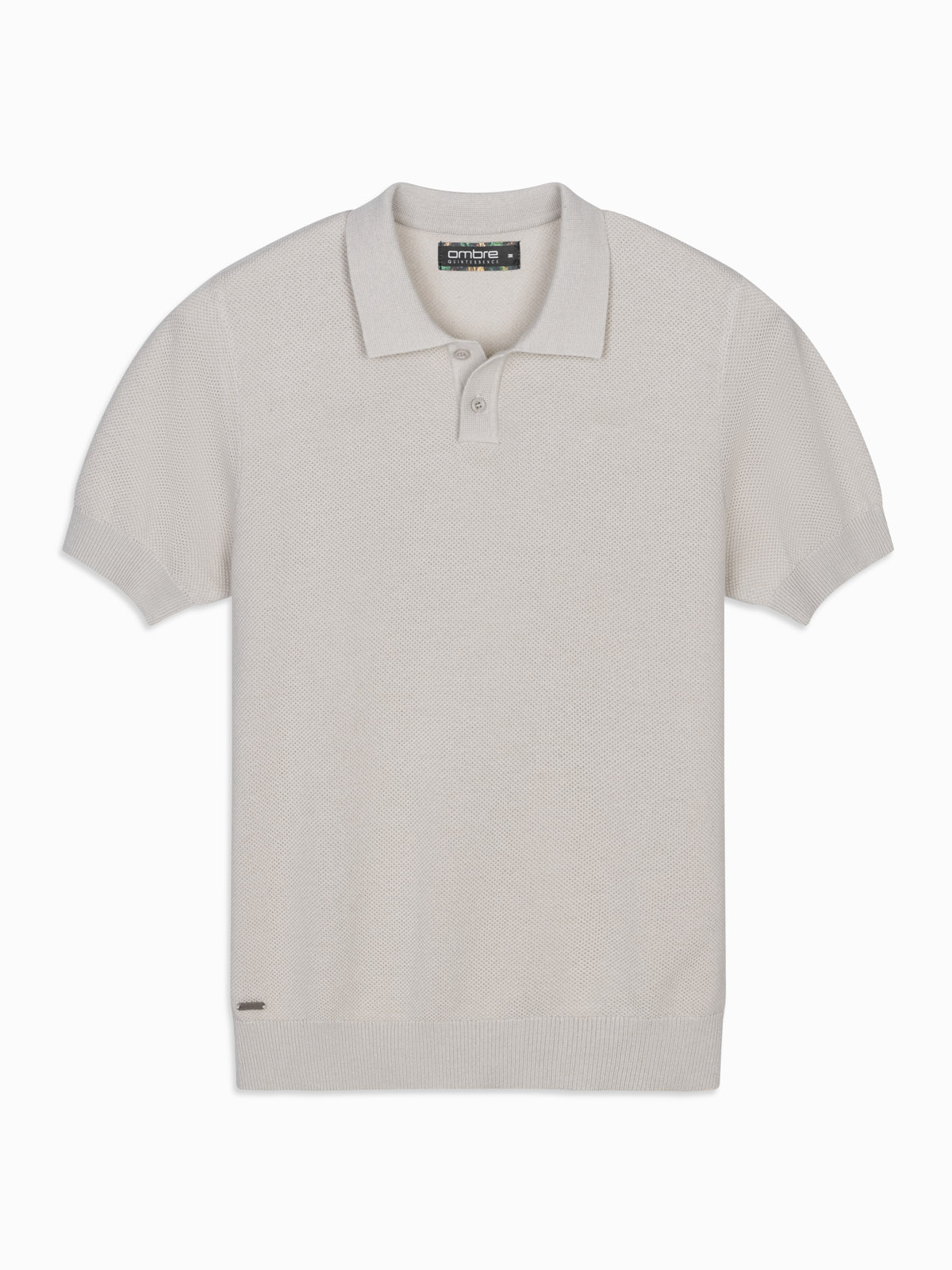 Ombre Men's cotton structured knit polo shirt - beige