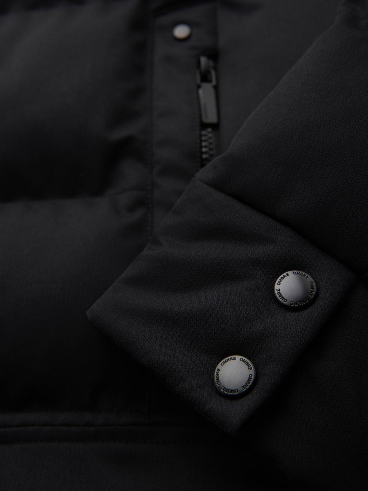 Ombre Men&#039;s long quilted jacket with hood - black