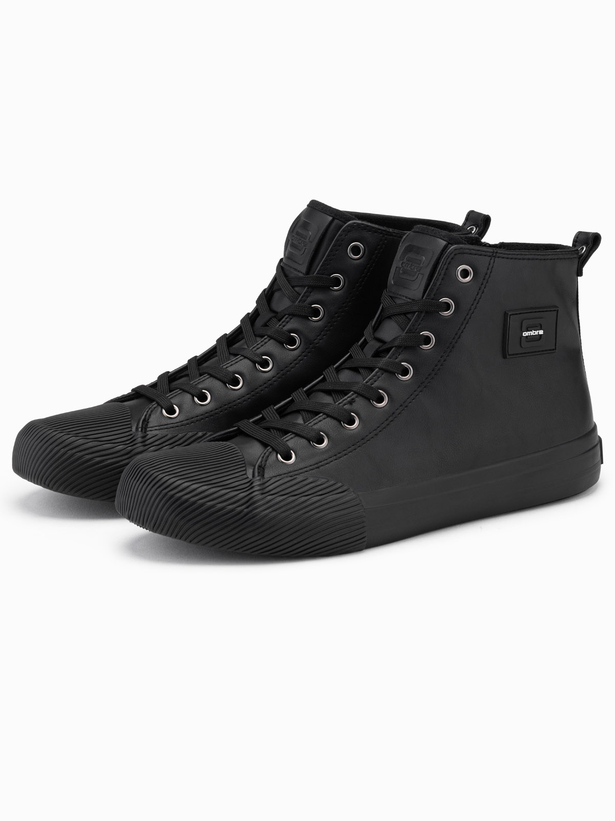 Ombre Men's high-top sneakers with decorative toe box - black