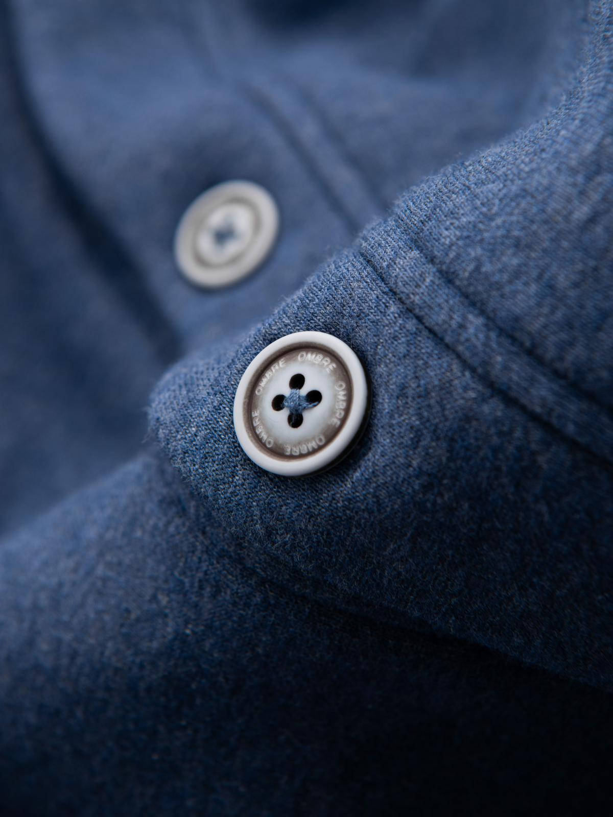 Ombre Men&#039;s button-down hooded sweatshirt - navy blue melange