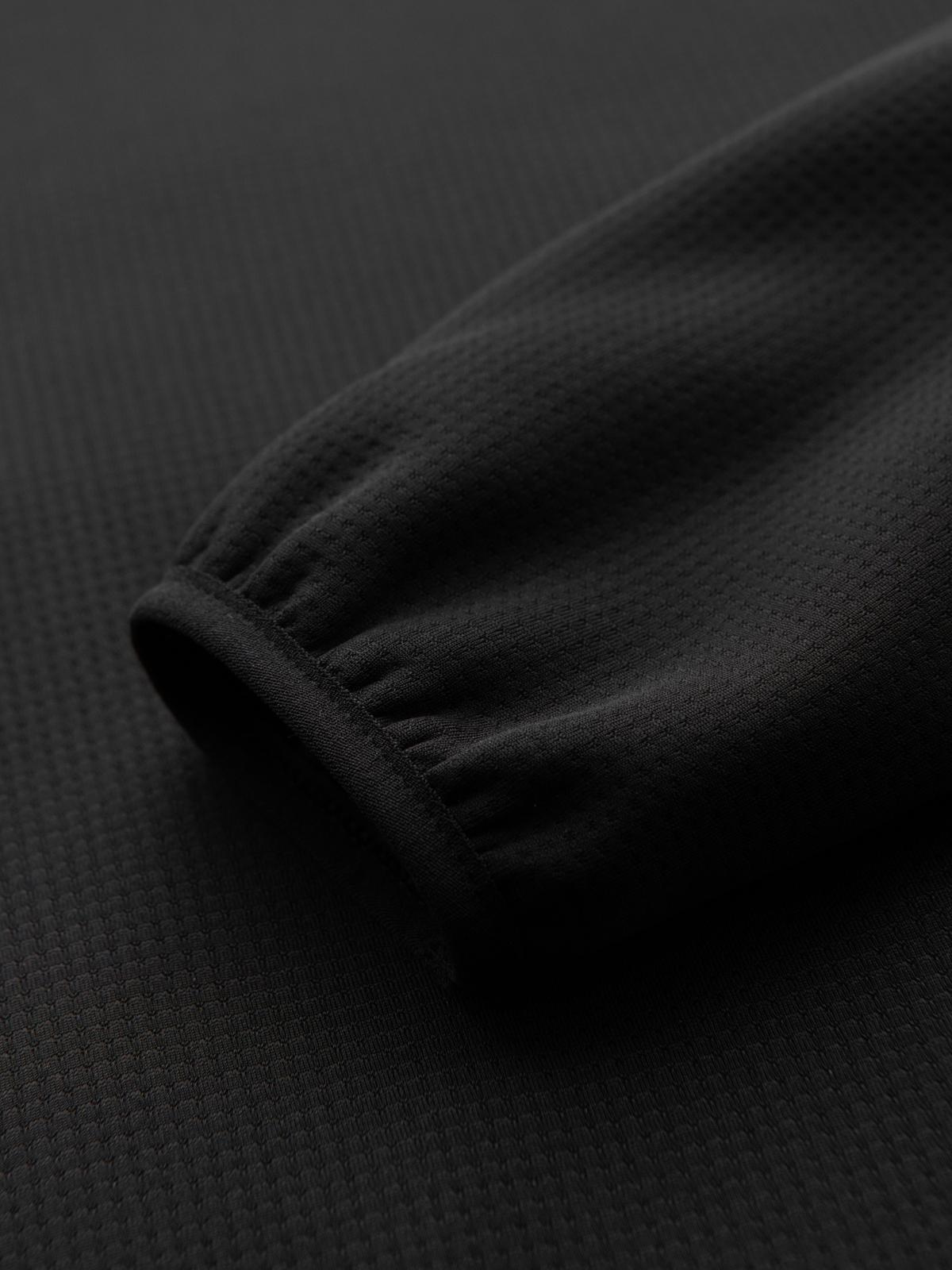 Ombre Men's lightweight jacket of combined materials with hood and decorative quilting - black