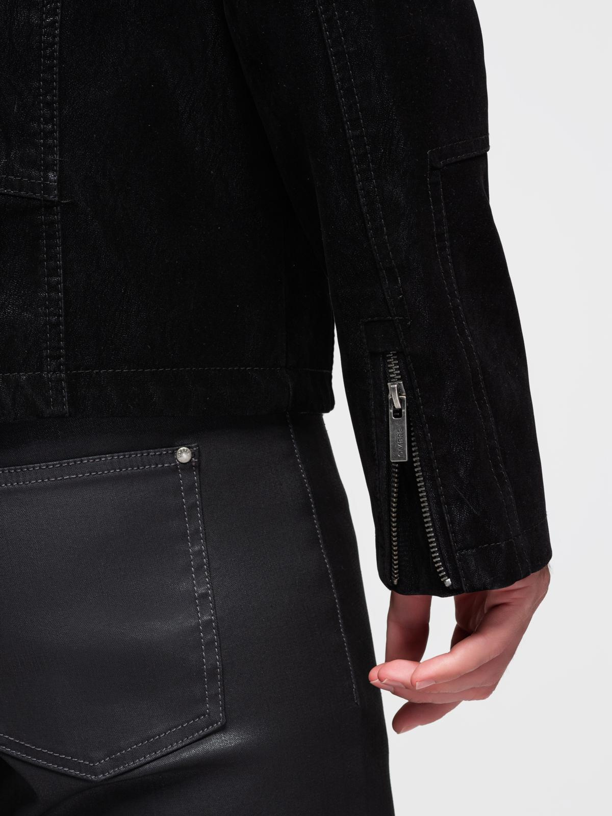 Ombre Men&#039;s retro-style biker jacket with stand-up collar - black