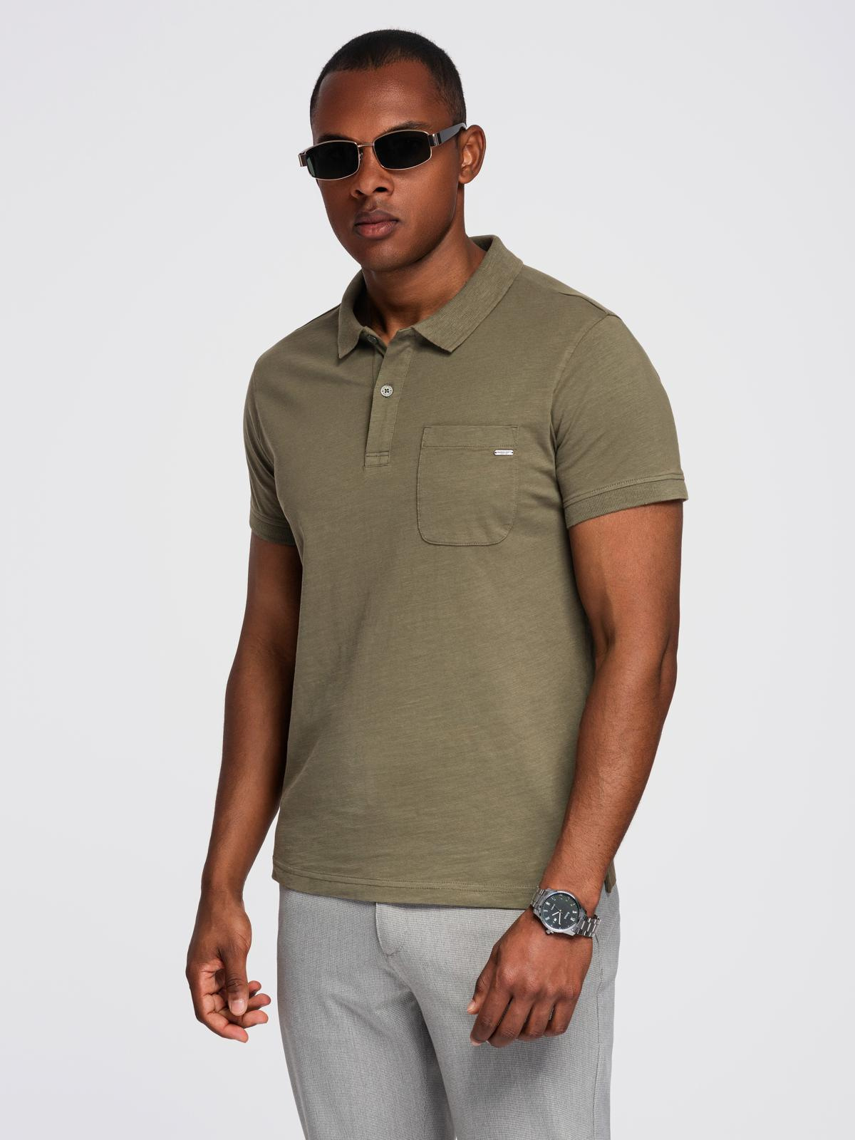 Ombre Men&#039;s polo t-shirt with decorative buttons