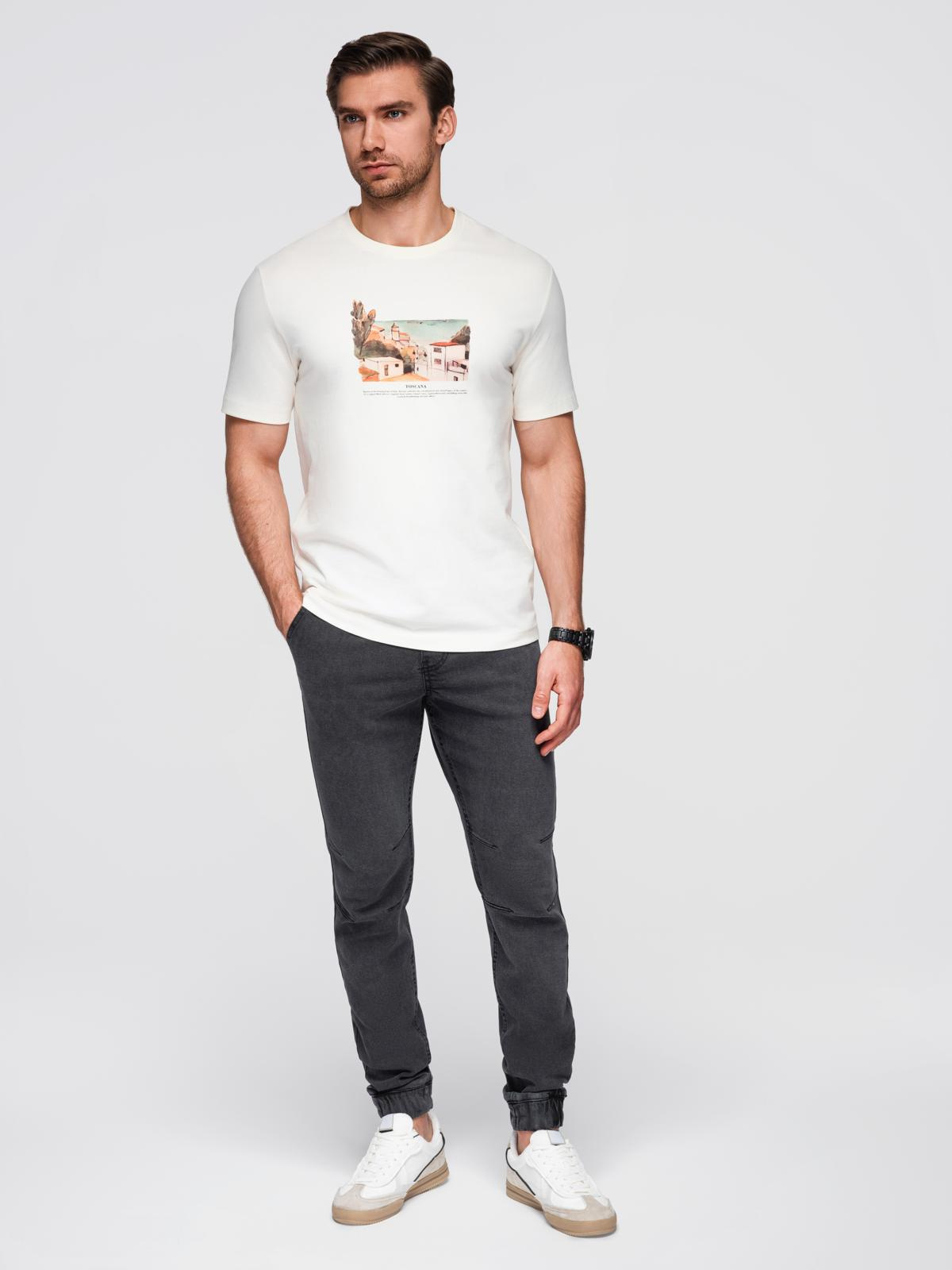 Ombre Men&#039;s JOGGERS denim pants with wash effect - grey