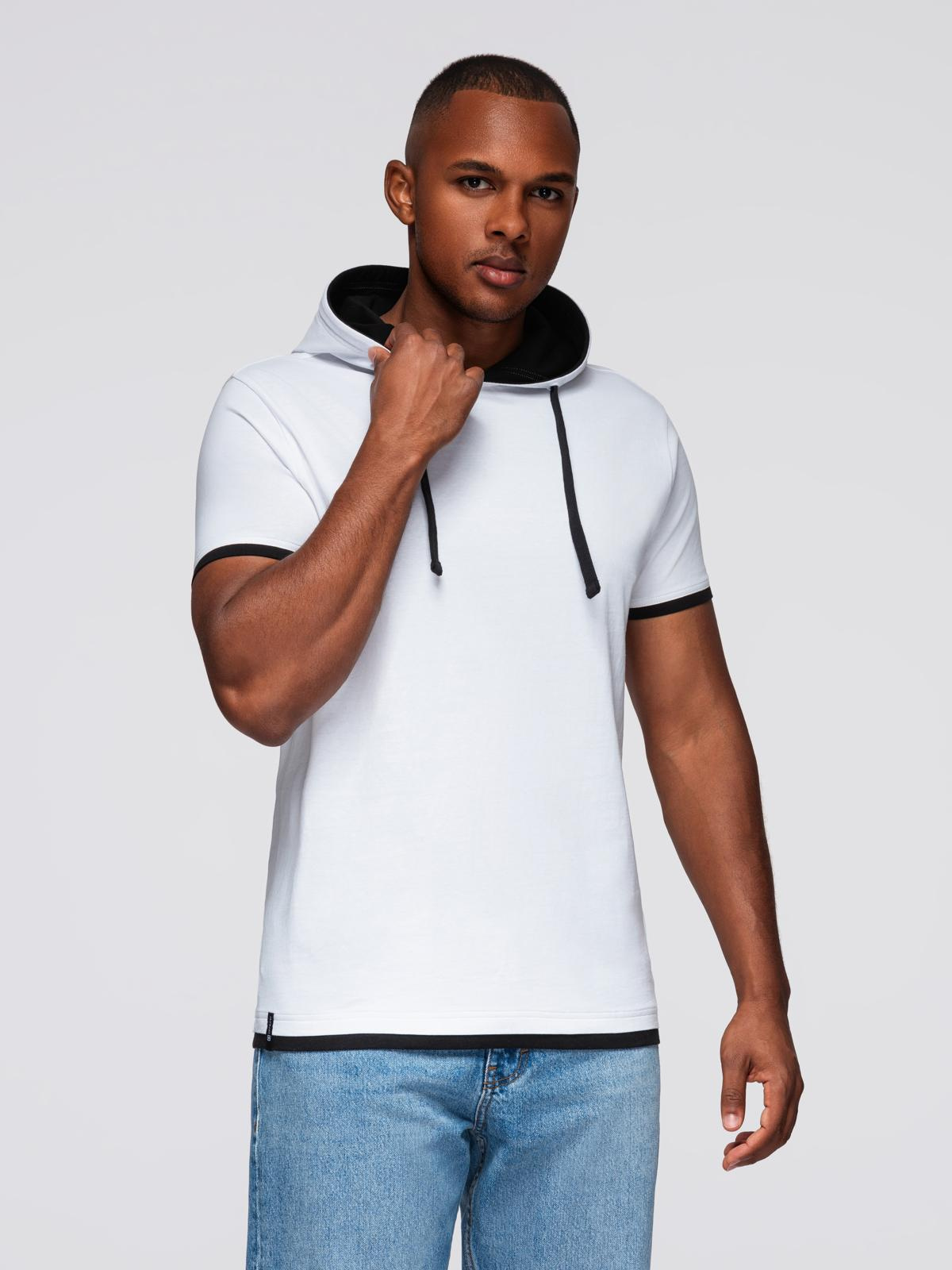 Ombre Men's hooded cotton t-shirt - white
