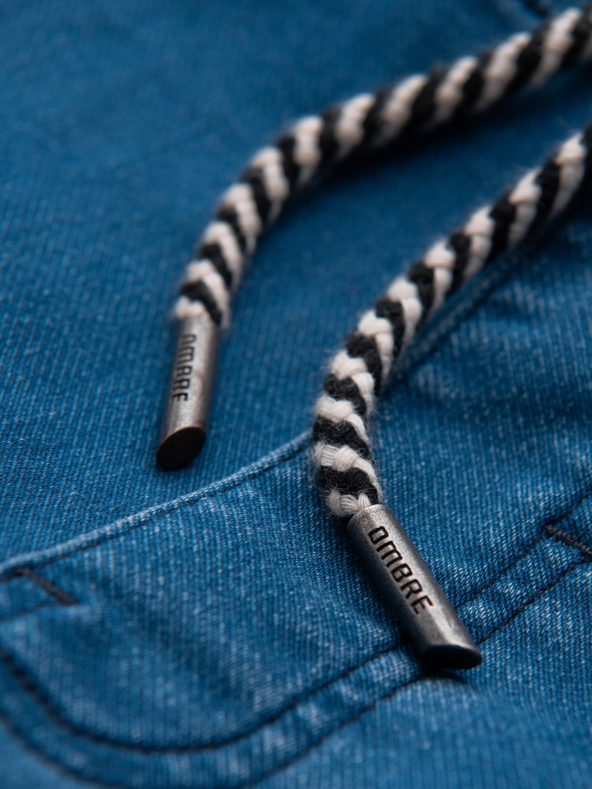 Ombre pánske denim jogger nohavice s pásom na šnúrku - modré