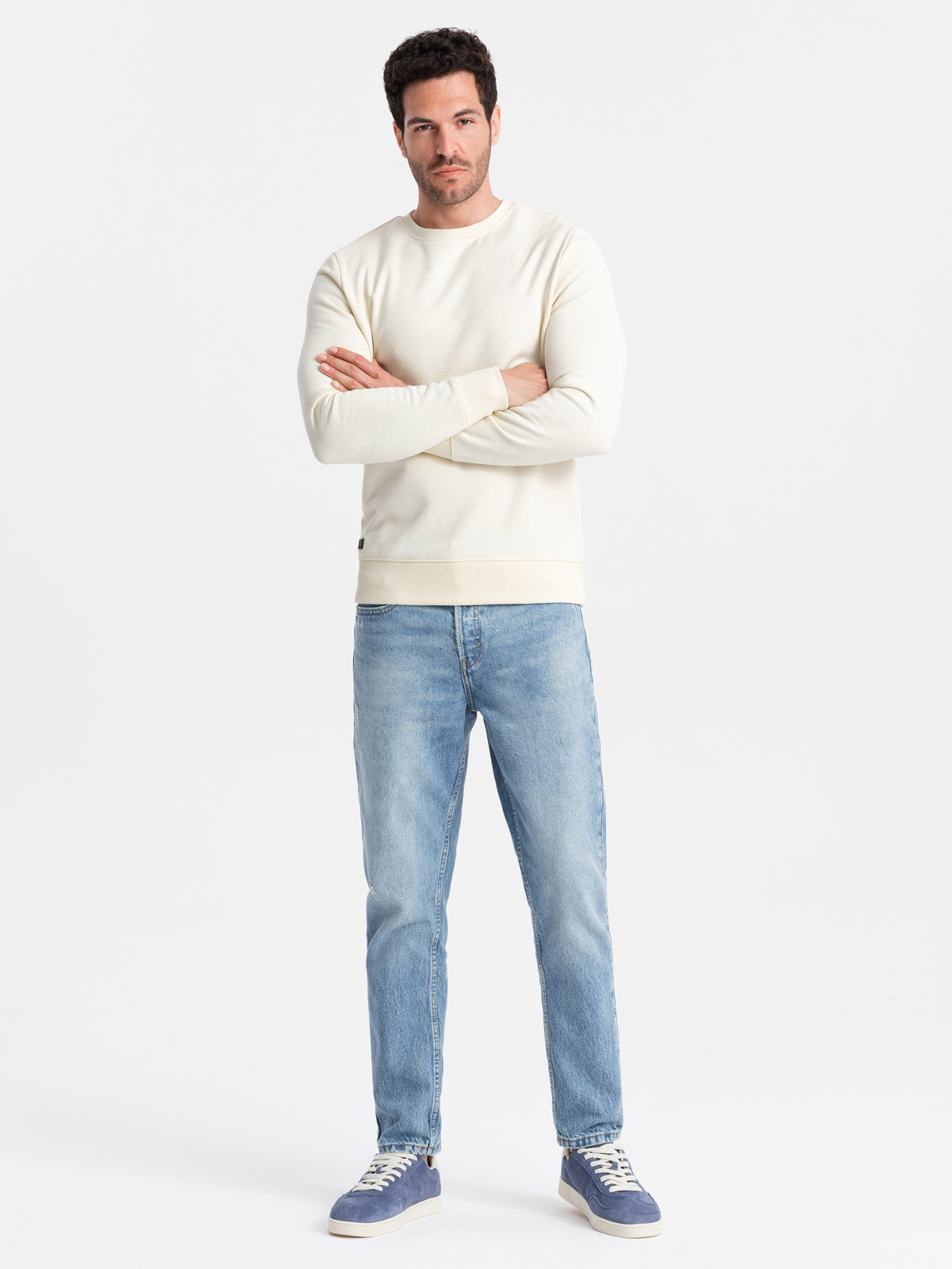 Ombre BASIC men&#039;s non-stretch cotton sweatshirt - cream