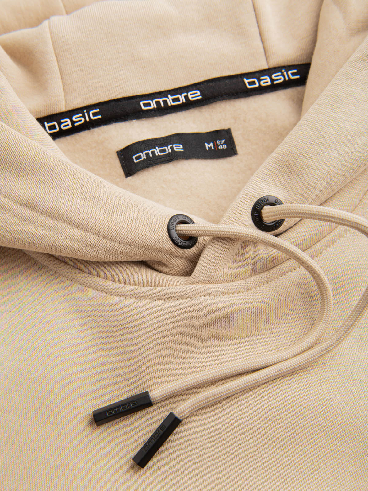 Ombre BASIC men&#039;s cotton sweatshirt kangaroo hoodie - beige