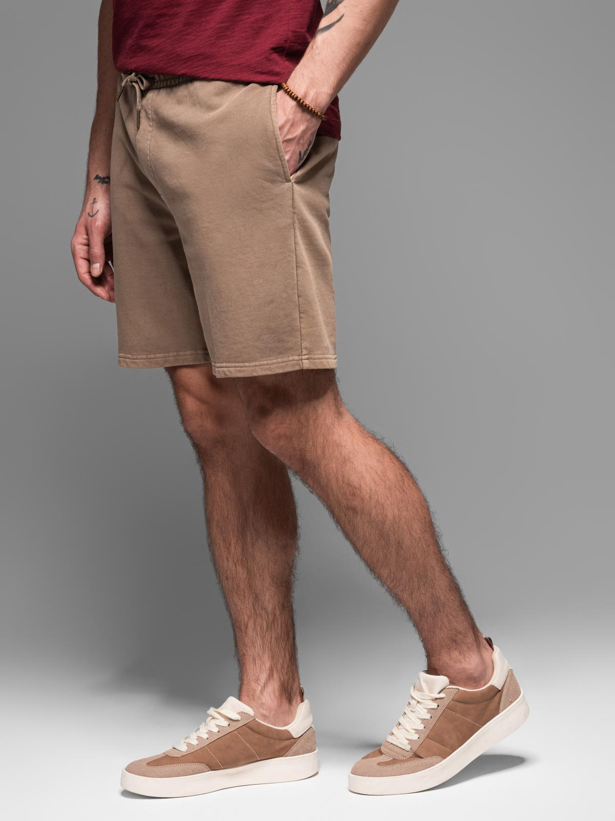 Ombre RELAXED FIT men&#039;s athleisure style short sweat shorts - light brown