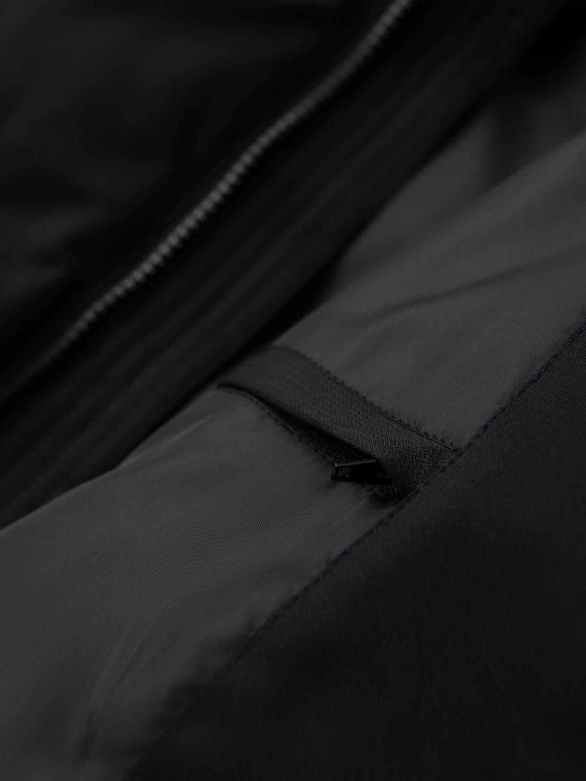 Ombre Men&#039;s long quilted jacket with hood - black