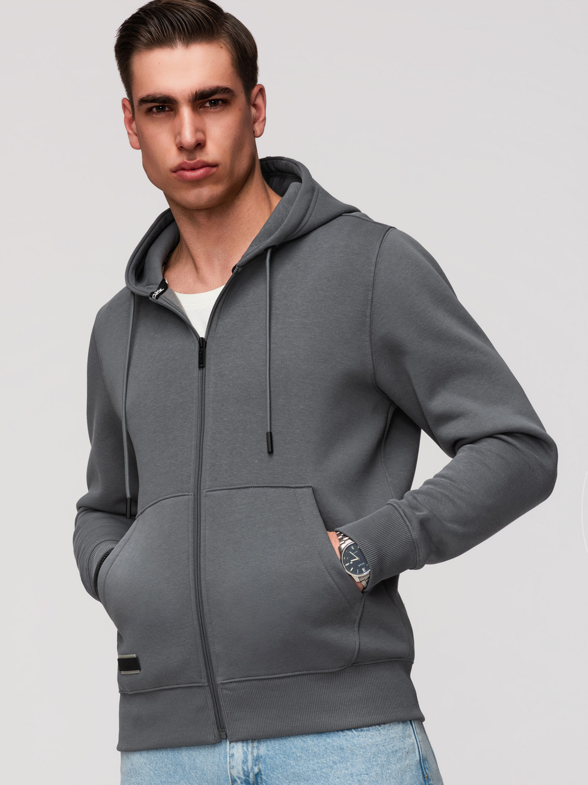 Ombre Men's unbuttoned BASIC sweatshirt - graphite