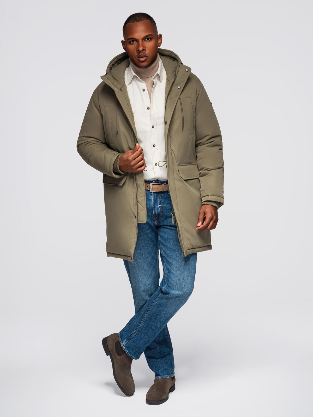 Ombre Classic men&#039;s long parka jacket - olive