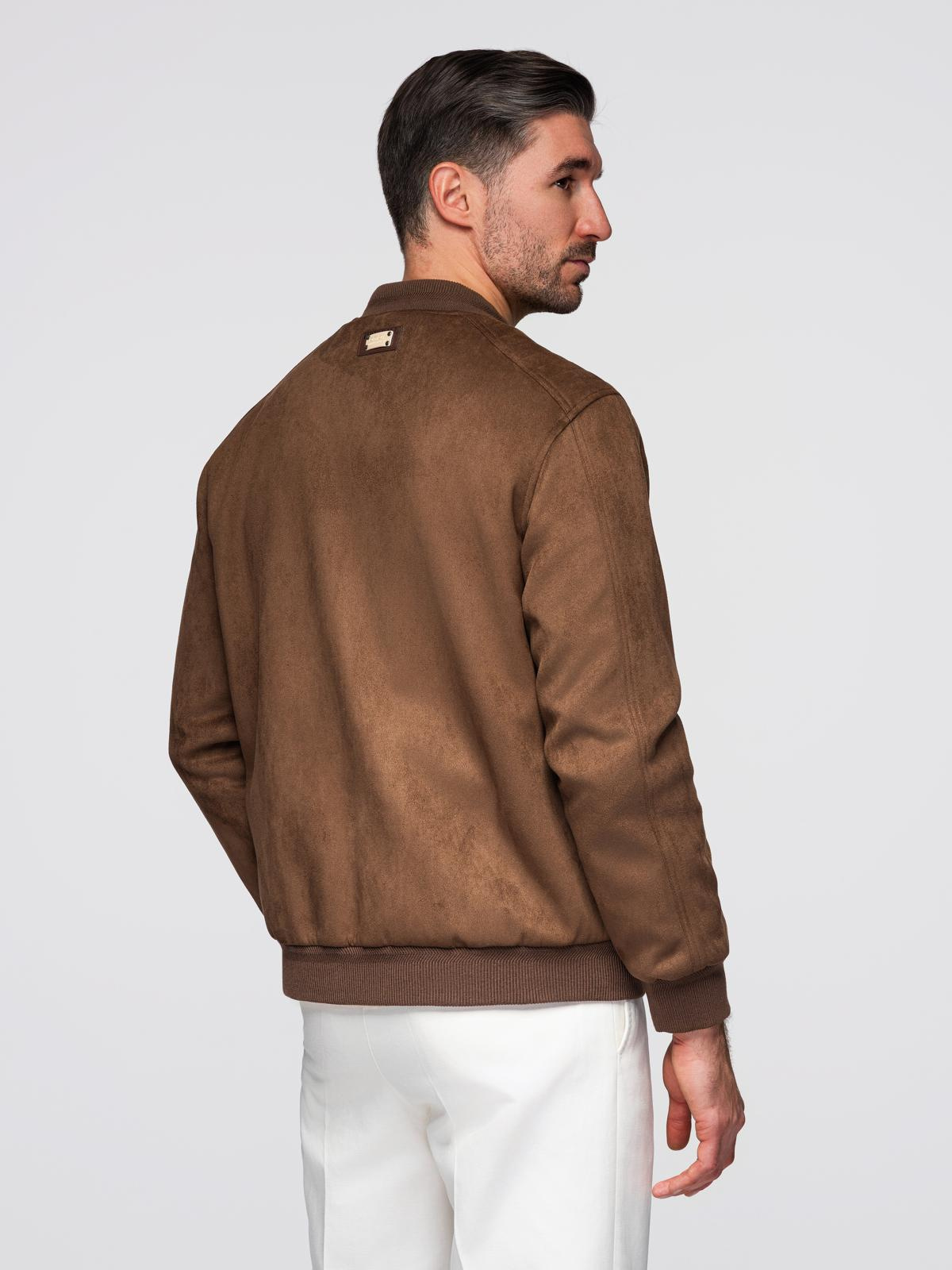Ombre Men&#039;s imitation suede bomber jacket - brown