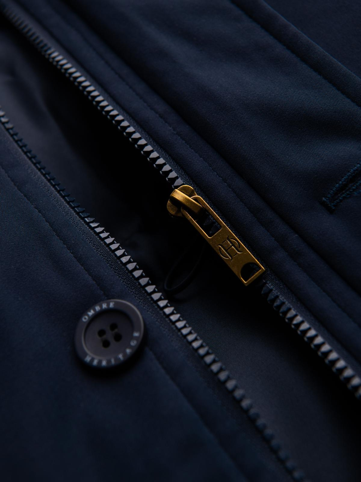 Ombre Elegant men&#039;s parka with cargo pockets and hood - navy blue