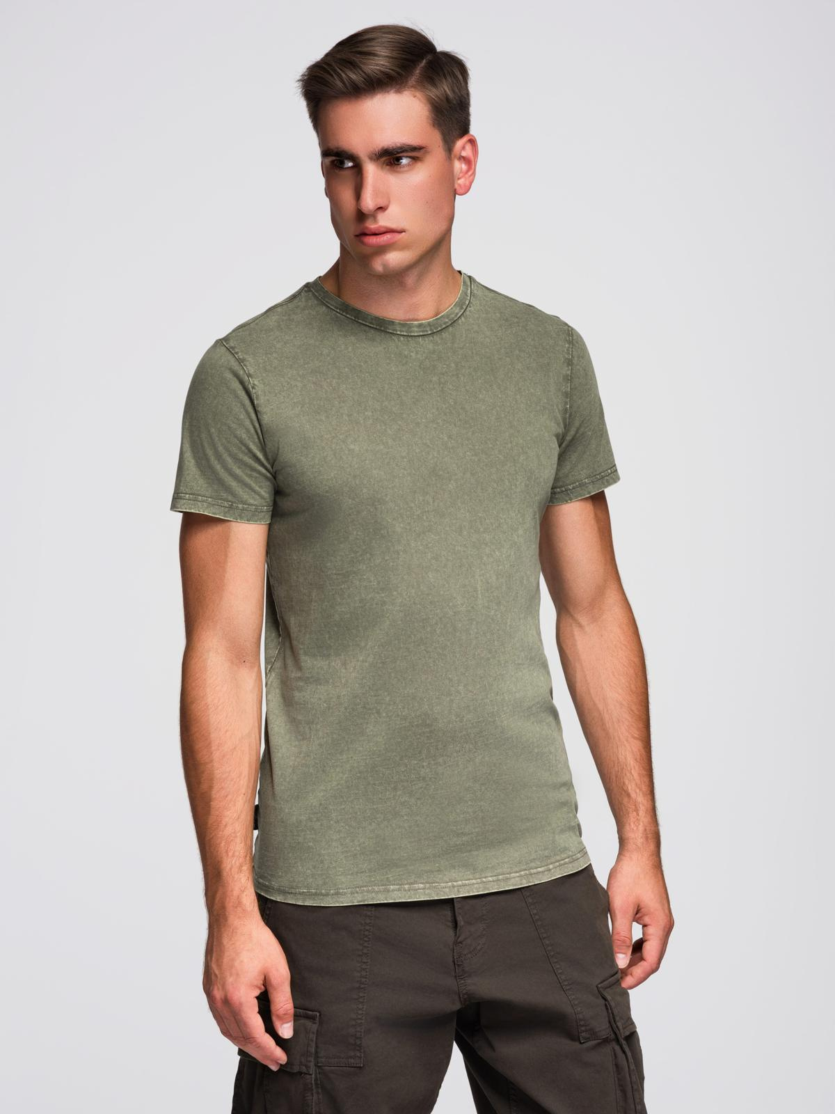Ombre Men's t-shirt with wash effect - olive