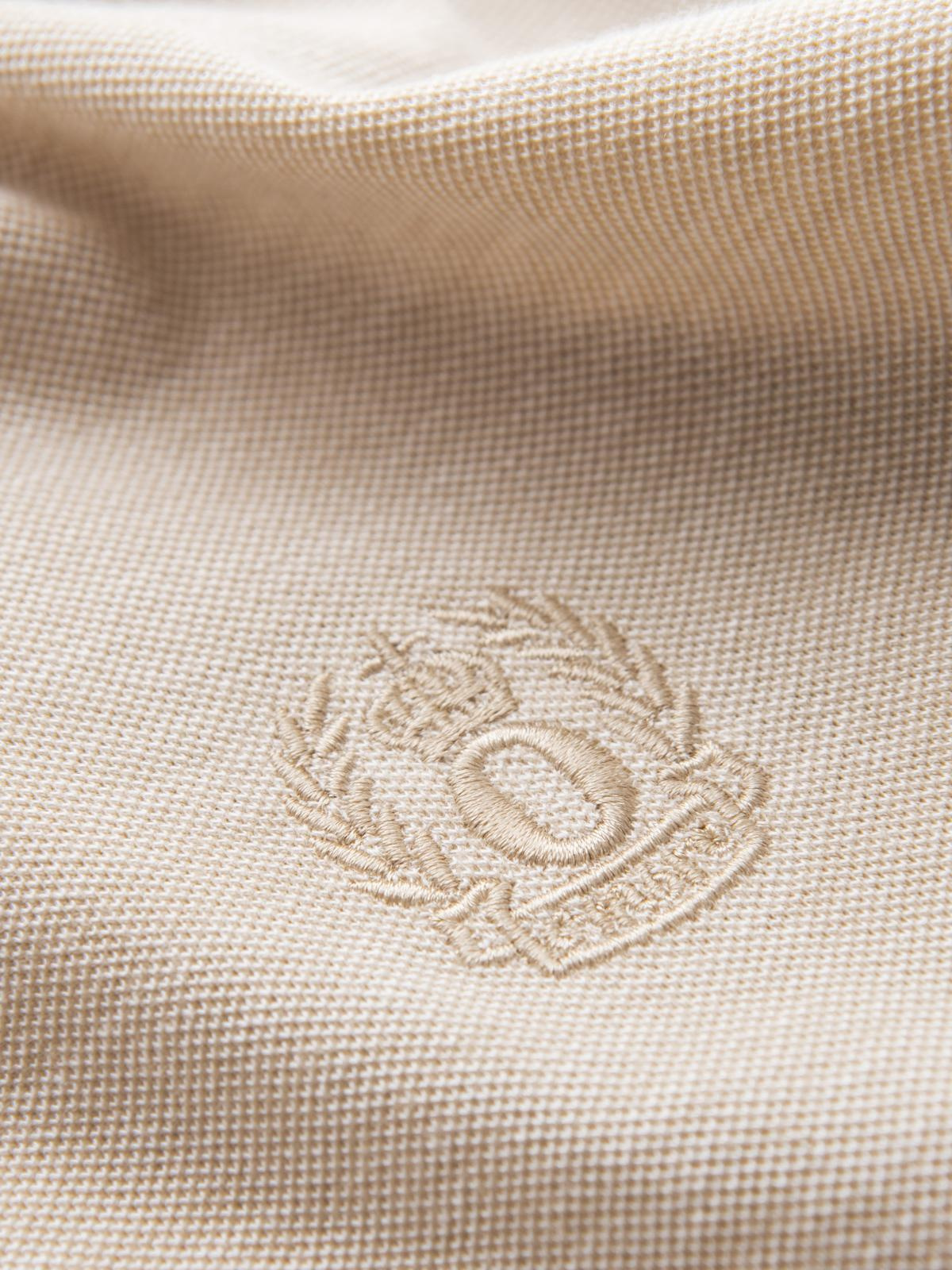 Ombre Men's melange polo longsleeve with embroidery - sand melange
