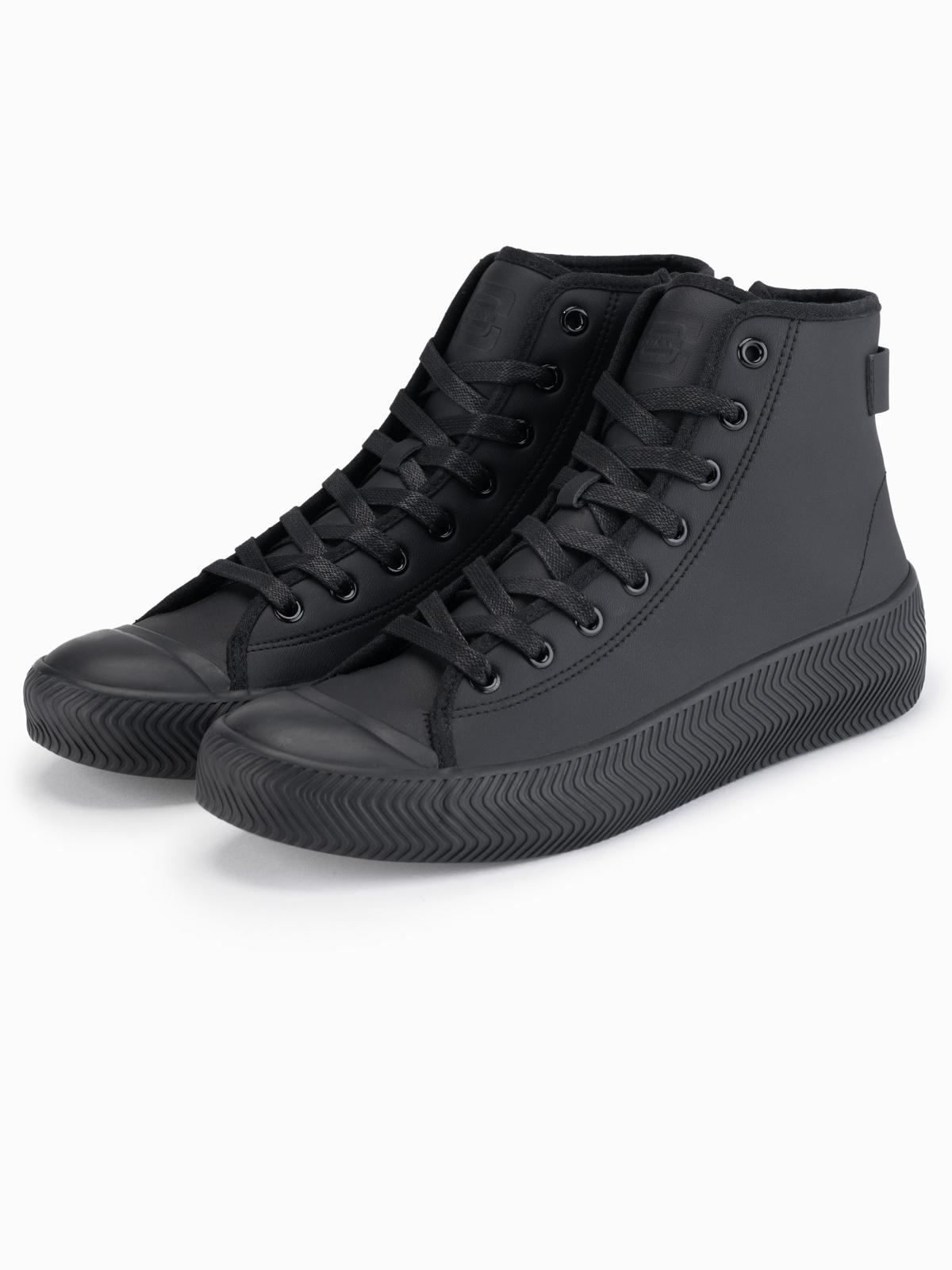 Ombre Men's high top sneakers with zipper for easy donning - black