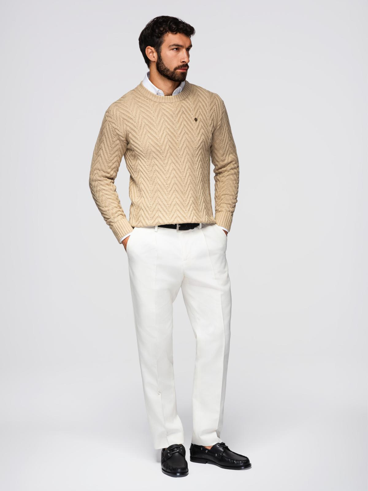 Ombre Men&#039;s zigzag knit sweater - sand